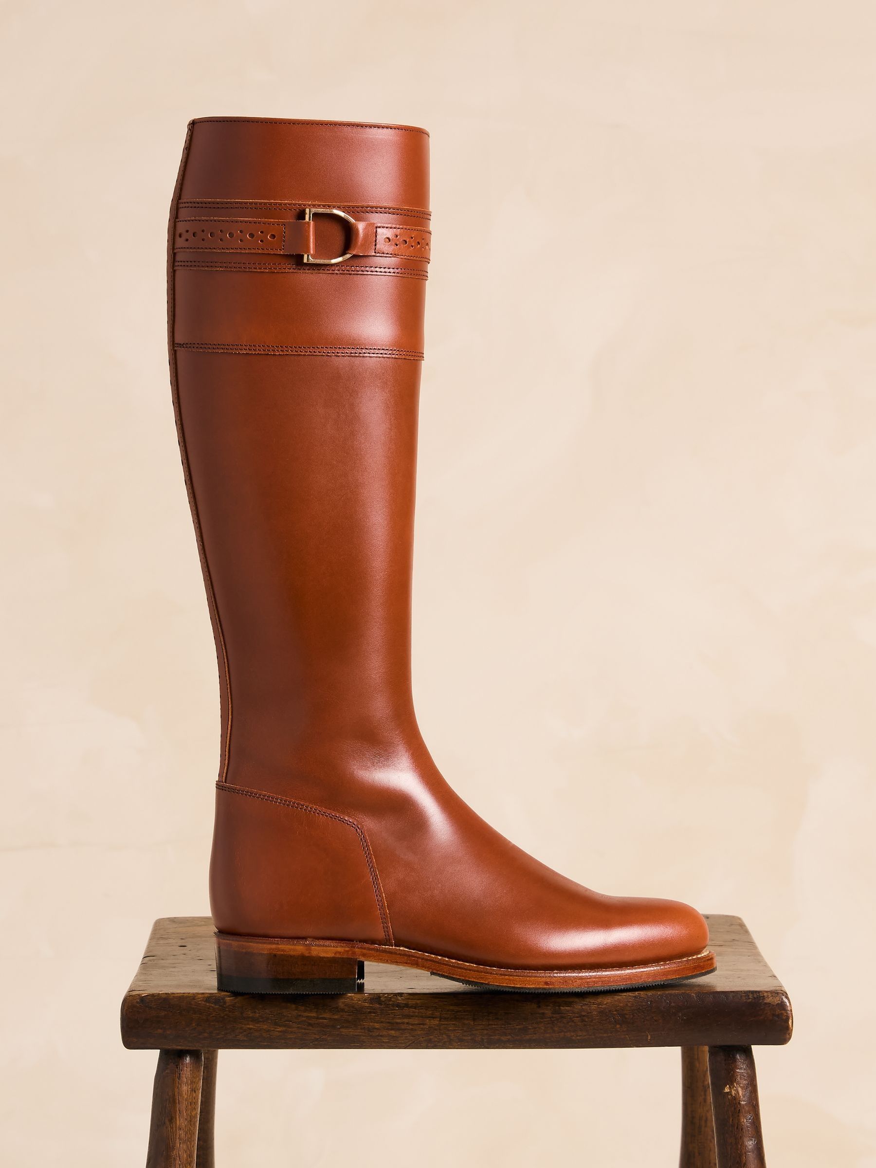 Joules X Spanish Boot Co. Chestnut Brown Leather Boots - Image 8 of 14