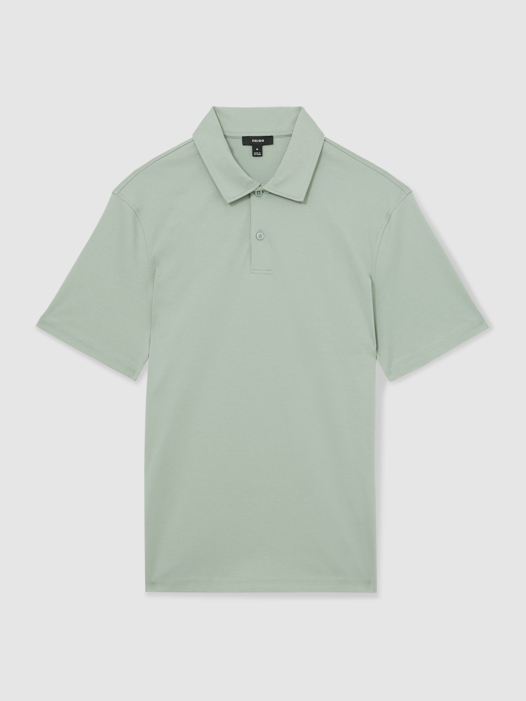 Cotton Short-Sleeve Polo Shirt in Sage - Image 2 of 5