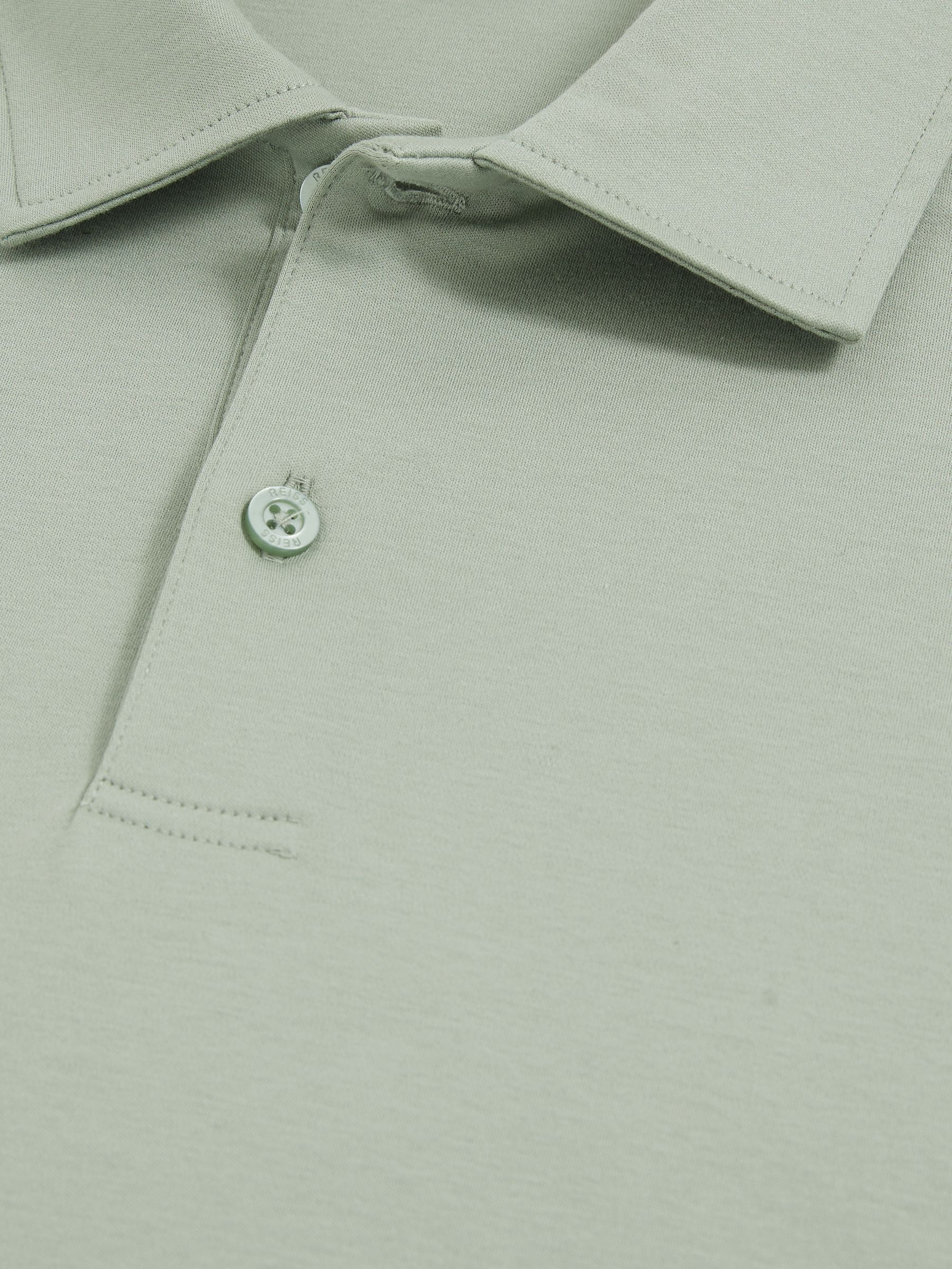 Cotton Short-Sleeve Polo Shirt in Sage - Image 5 of 5