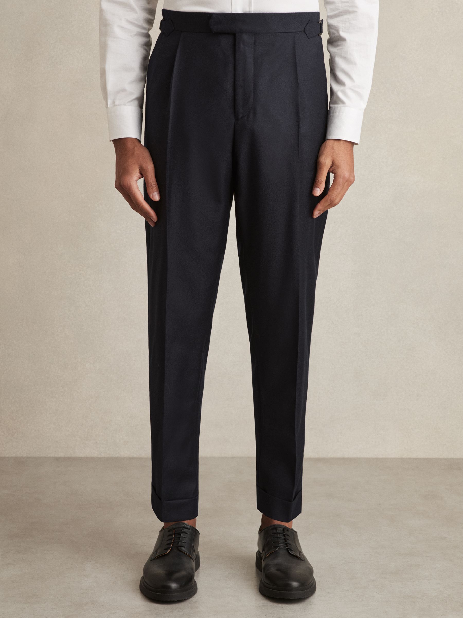 Cotton-Blend Tapered Trousers in Navy - Image 3 of 6