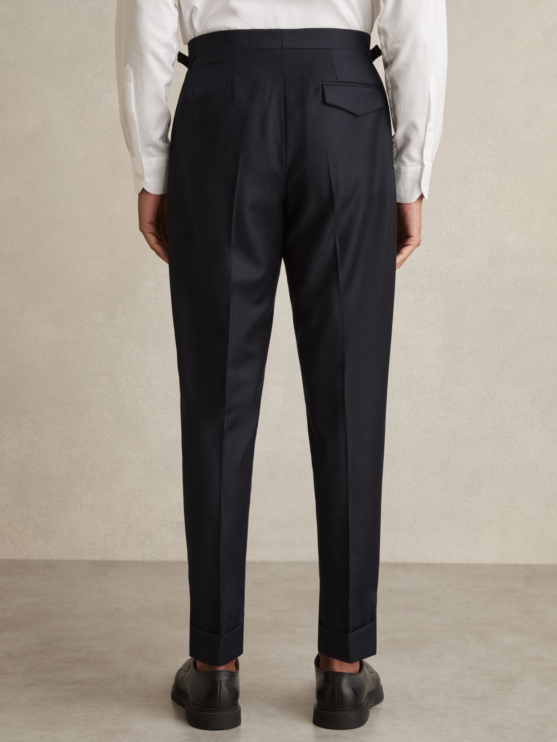 Cotton-Blend Tapered Trousers in Navy - Image 5 of 6