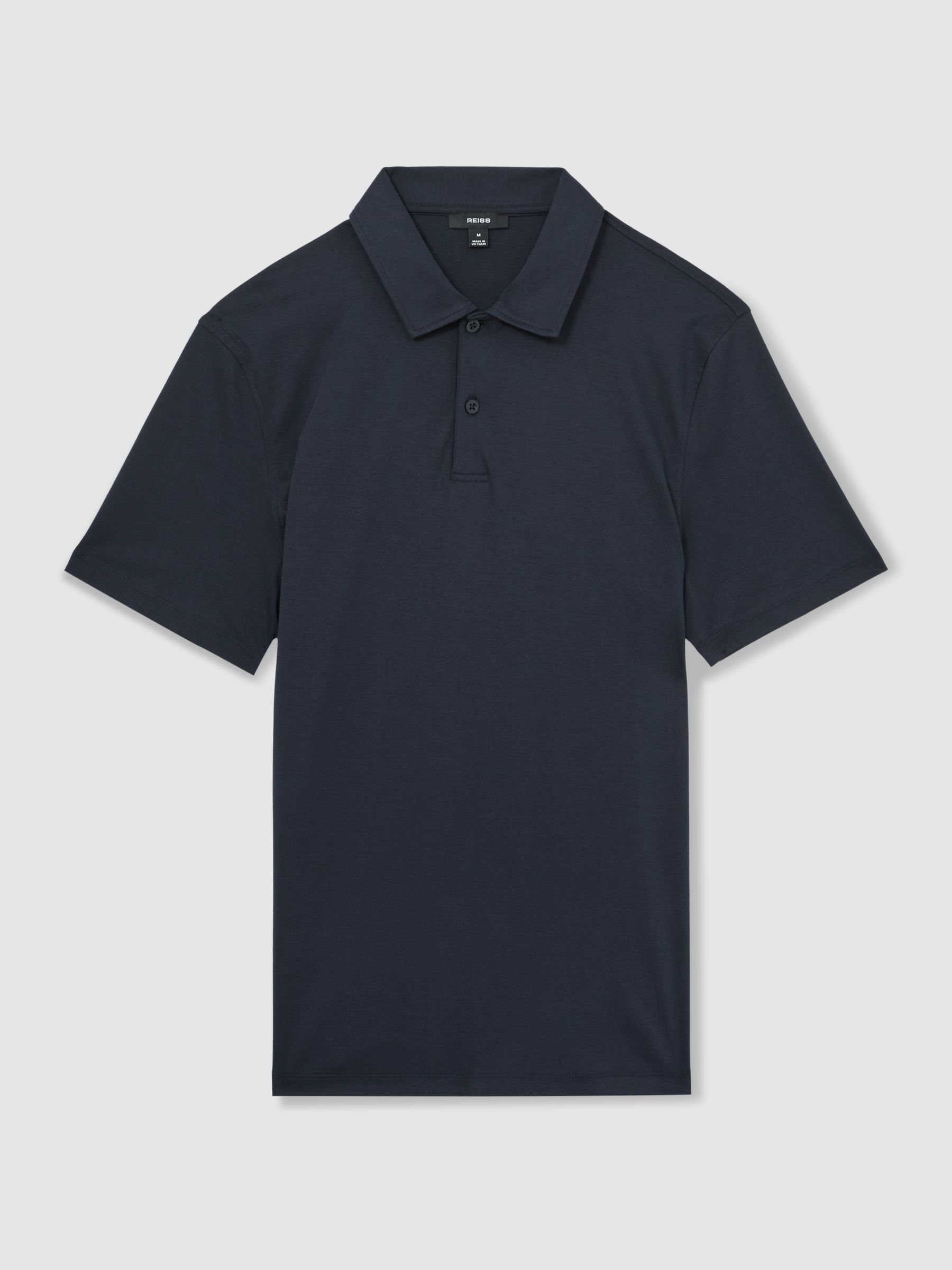 Cotton Short-Sleeve Polo Shirt in Navy - Image 2 of 5