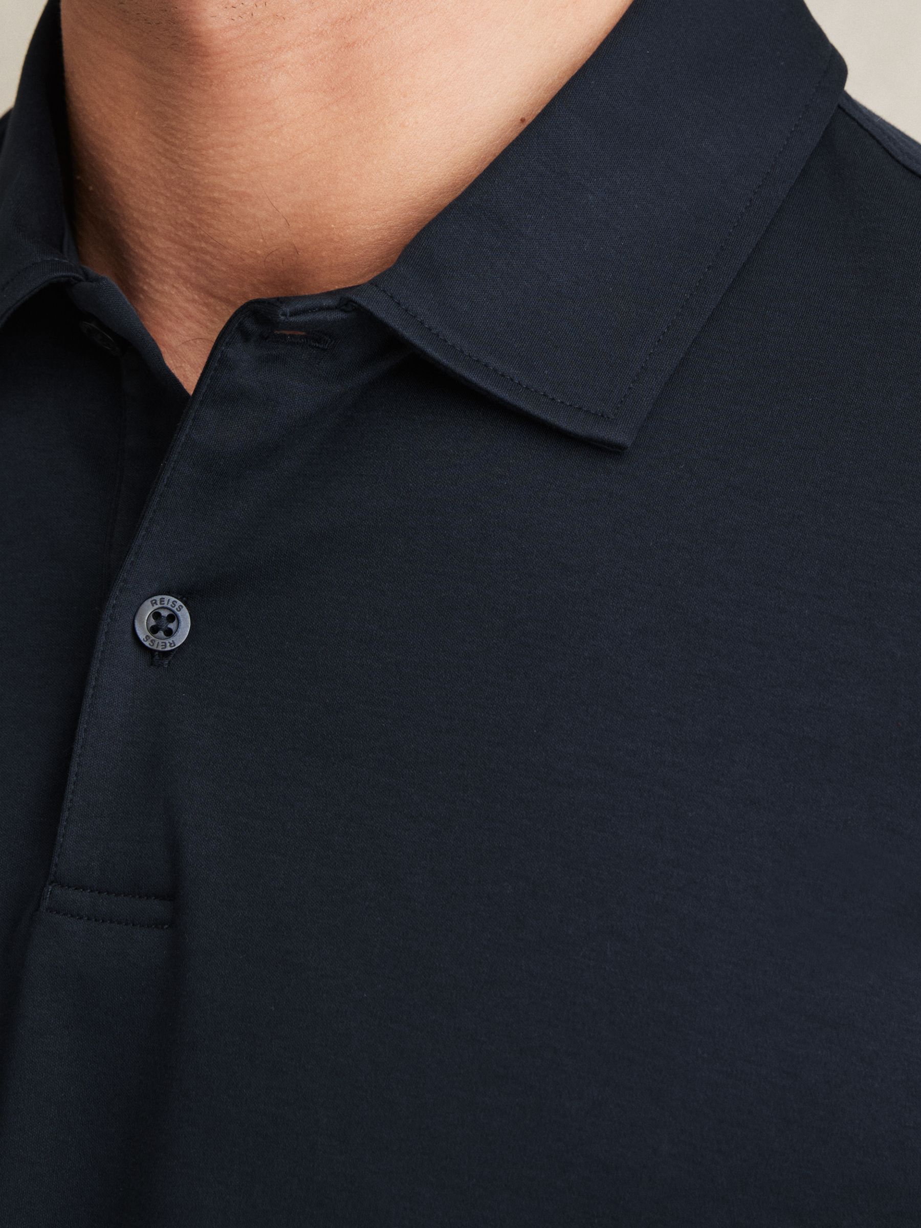 Cotton Short-Sleeve Polo Shirt in Navy - Image 3 of 5