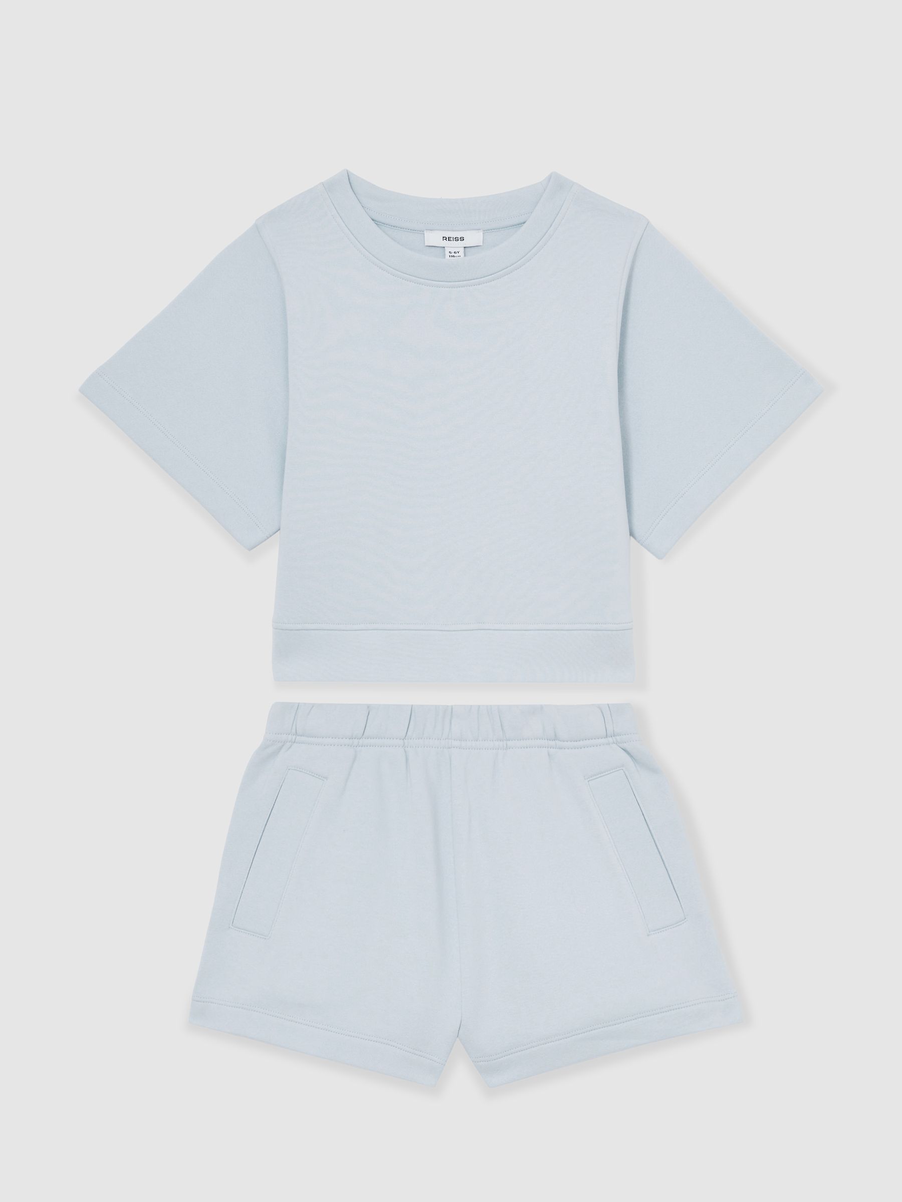 13-14 yrs Cotton-Blend Sweatshirt And Shorts Set in Blue - Image 1 of 5 13-14 yrs Cotton-Blend Sweatshirt And Shorts Set in Blue - Image 1 of 5