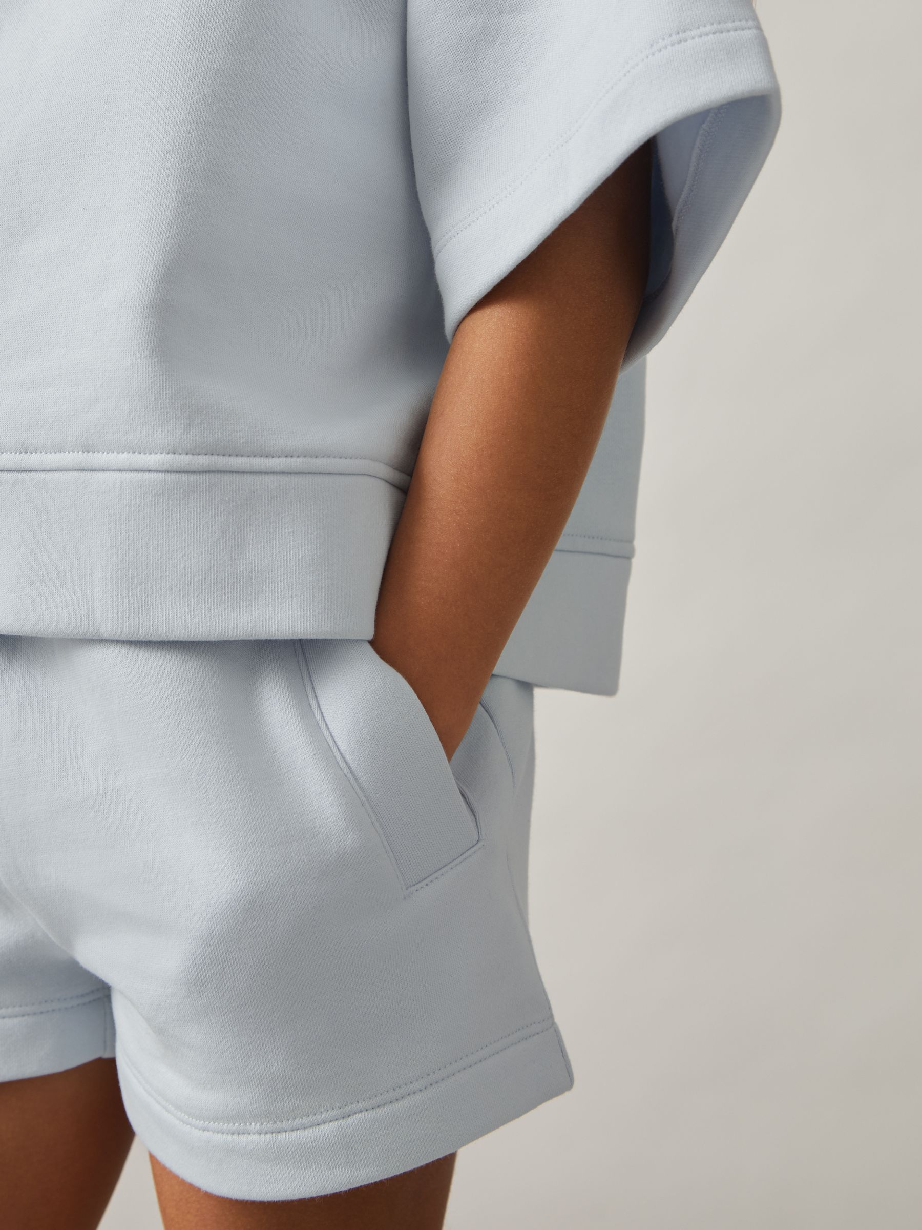 13-14 yrs Cotton-Blend Sweatshirt And Shorts Set in Blue - Image 4 of 5