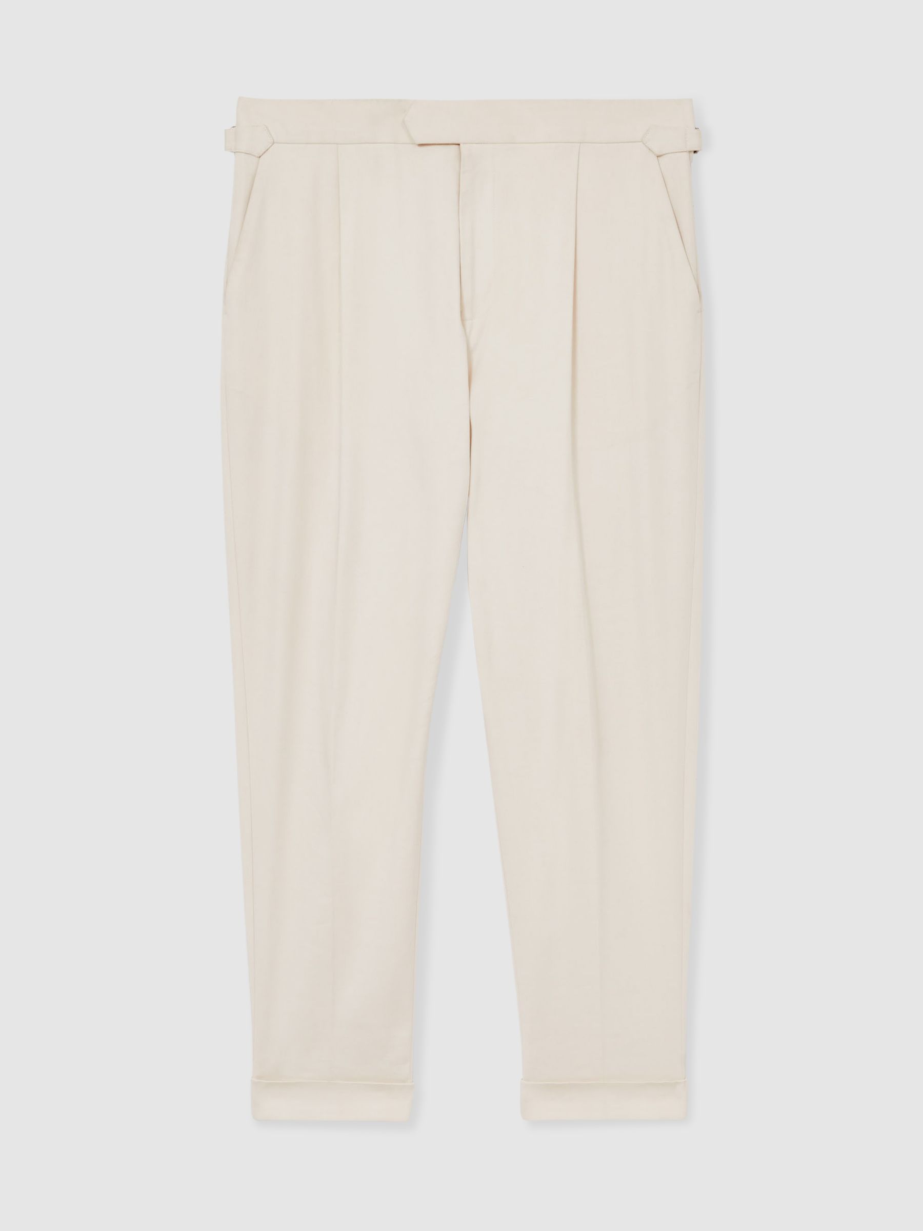Cotton-Blend Tapered Trousers in Stone - Image 2 of 6