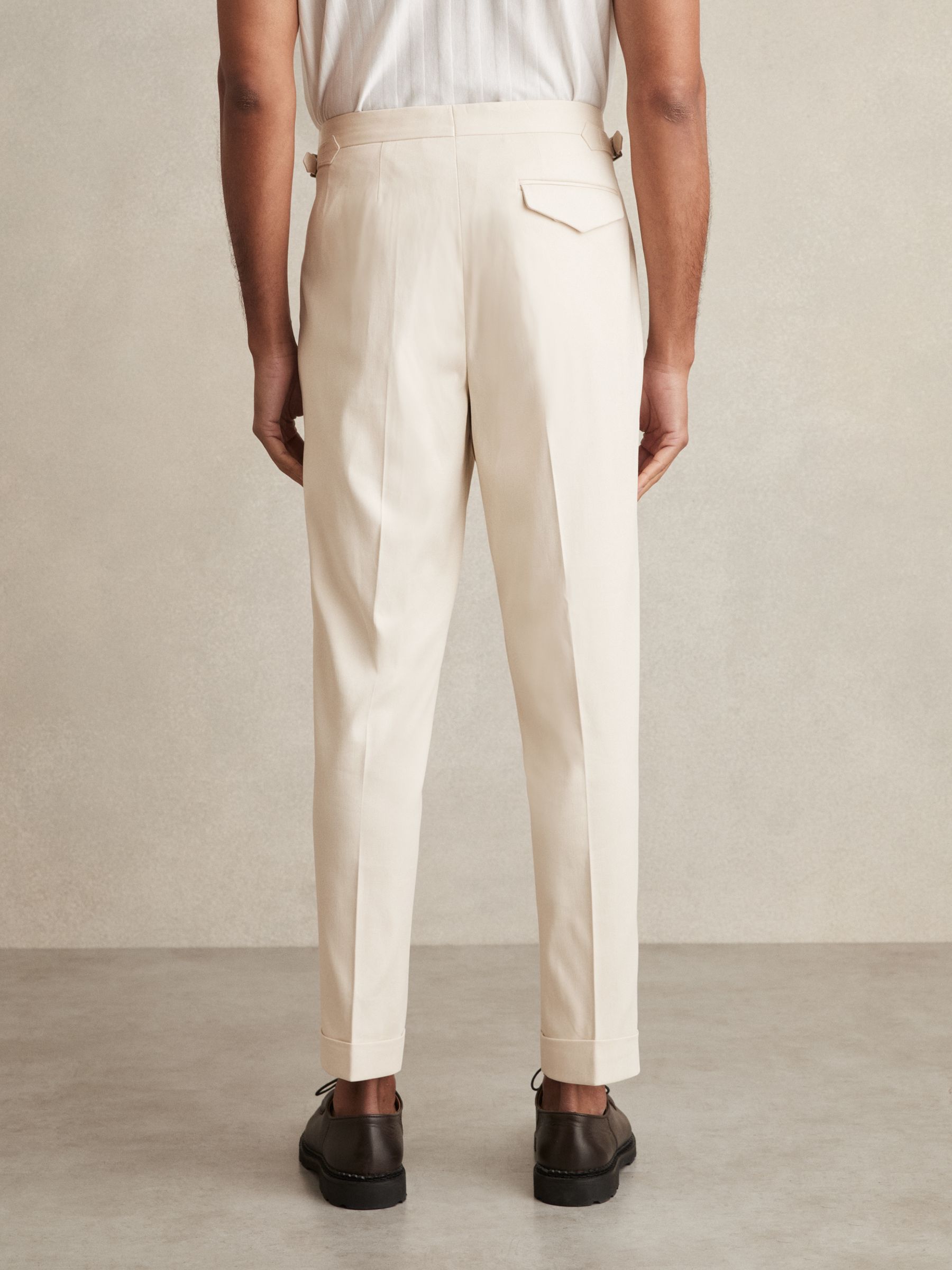Cotton-Blend Tapered Trousers in Stone - Image 5 of 6