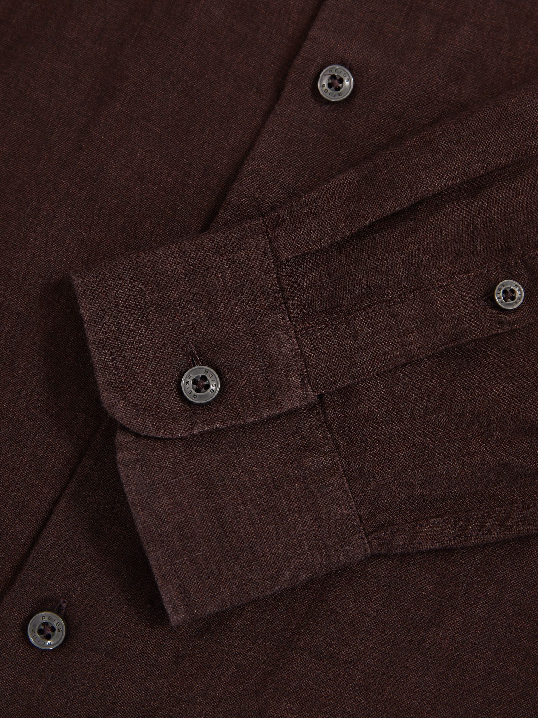 Linen Cutaway-Collar Regular-Fit Shirt in Dark Brown - image 3