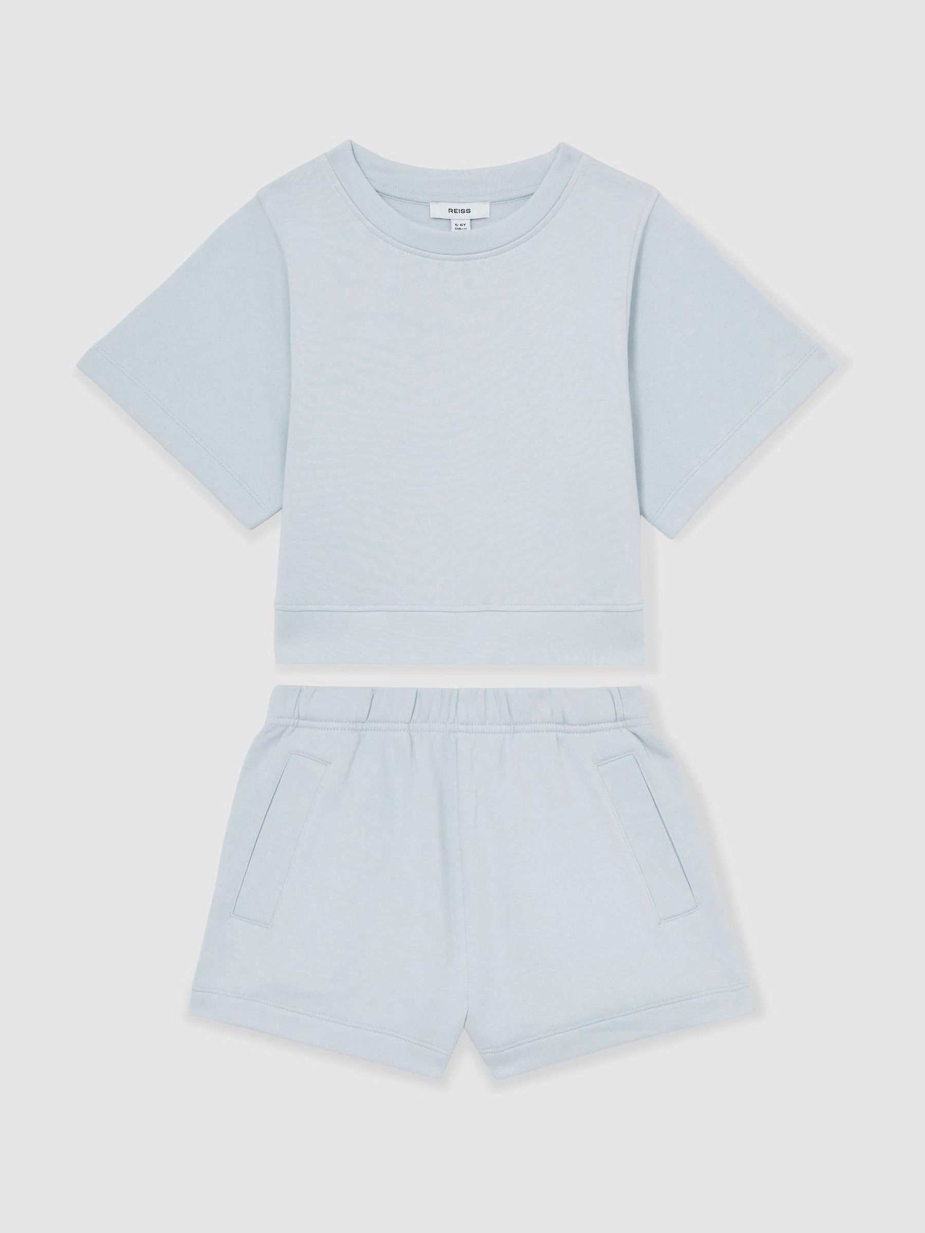 4-9 yrs Cotton-Blend Sweatshirt And Shorts Set in Blue - Image 2 of 5