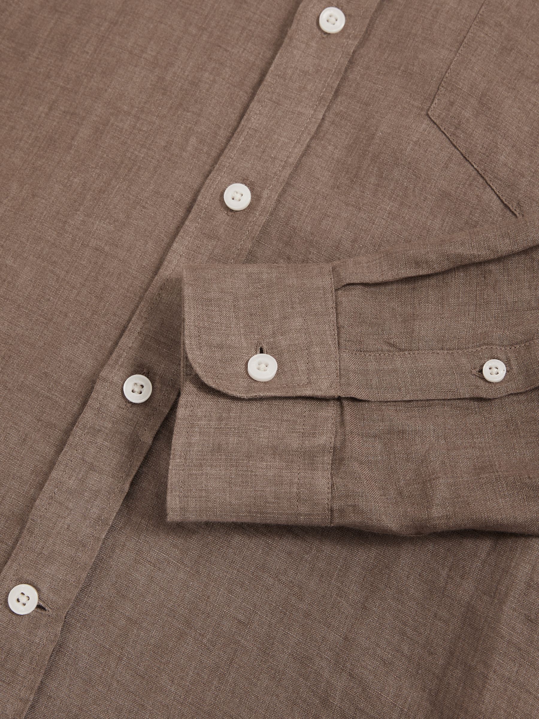 Linen Button-Through Shirt in Light Taupe Brown - Image 6 of 6