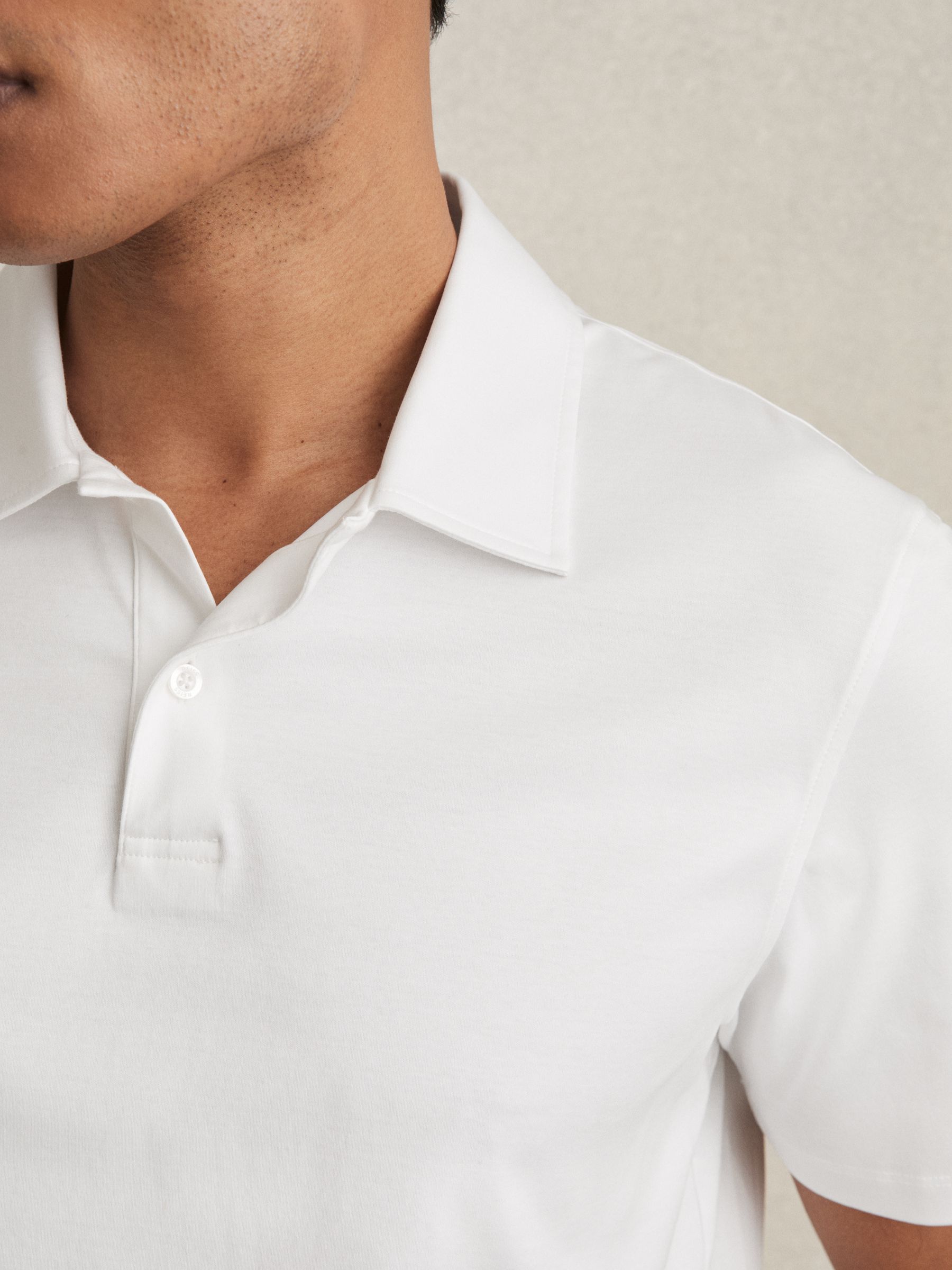 Cotton Short-Sleeve Polo Shirt in White - Image 3 of 5