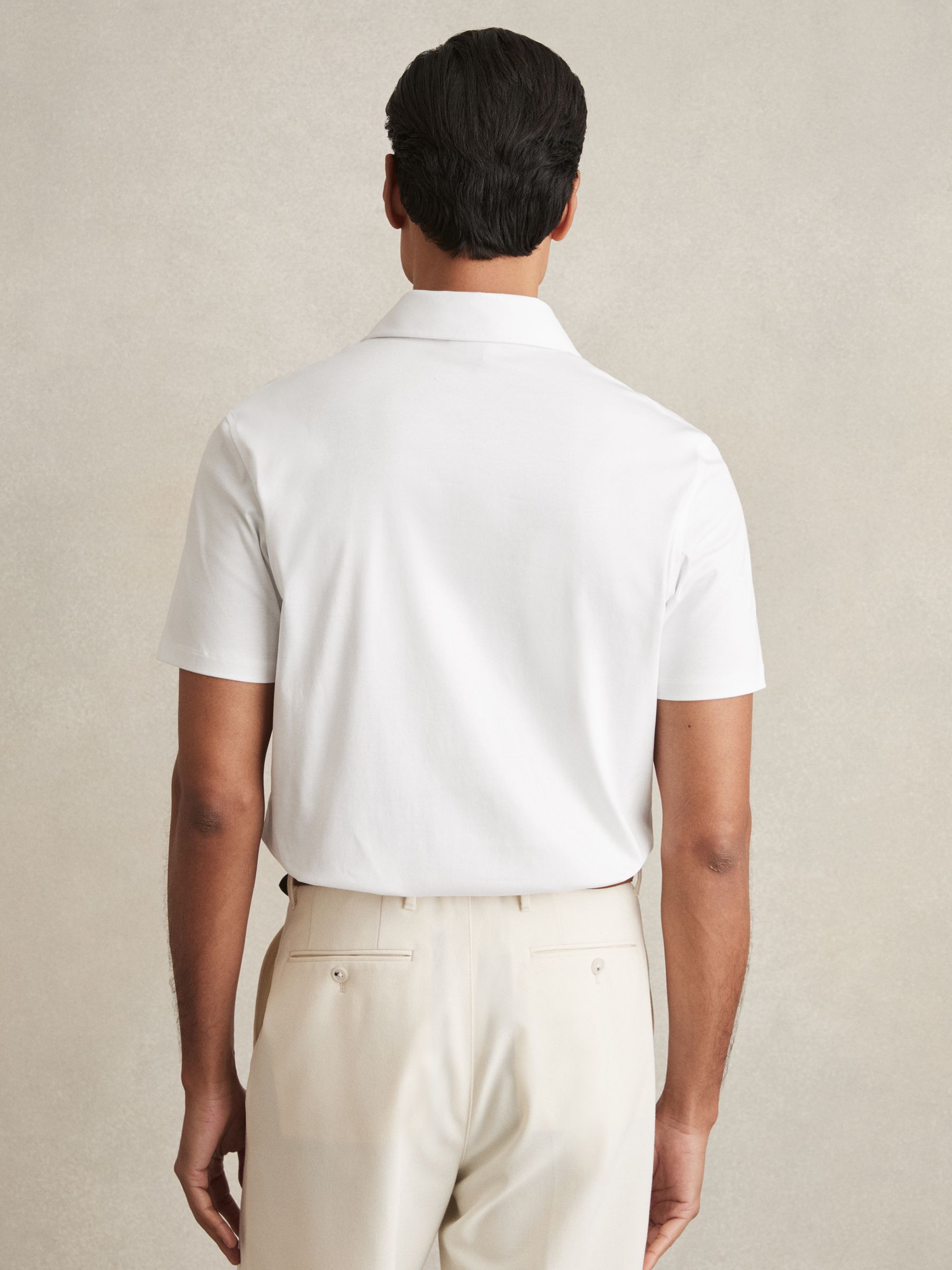 Cotton Short-Sleeve Polo Shirt in White - Image 4 of 5