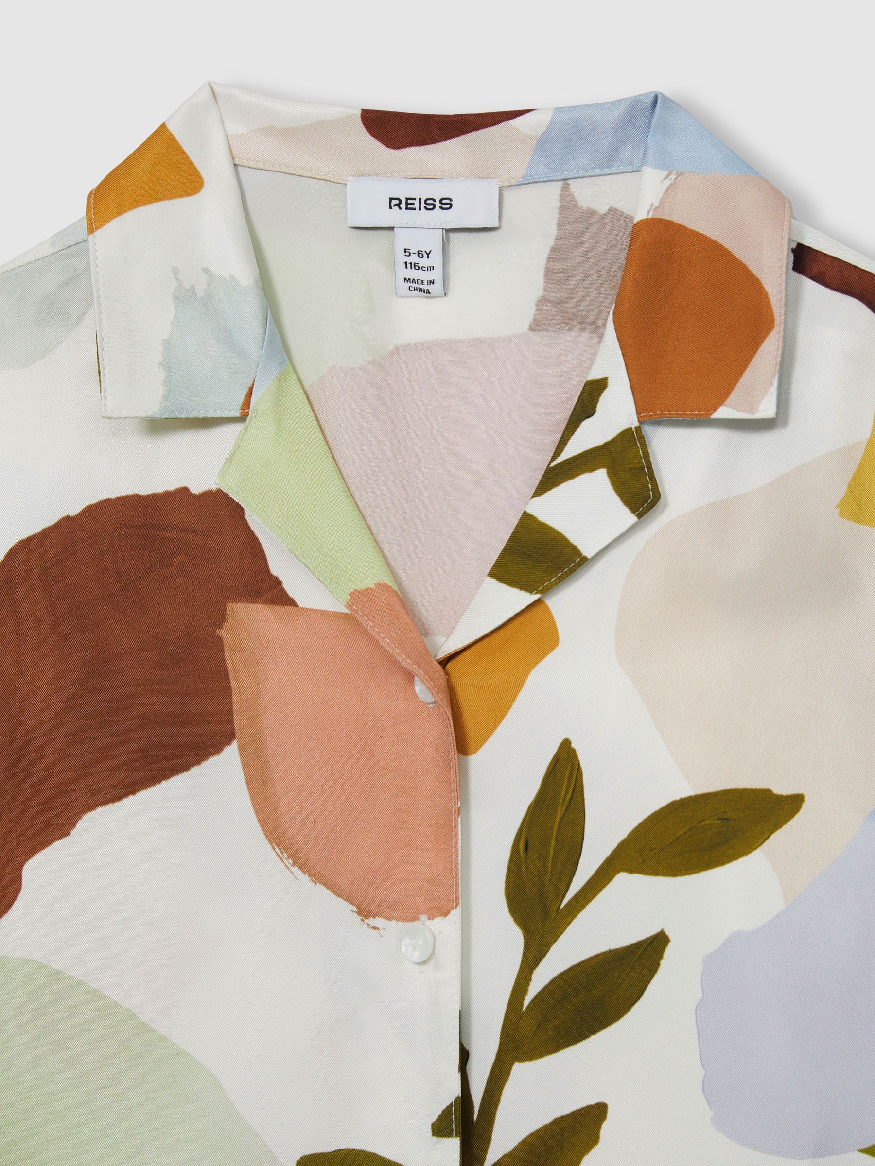 4-9 yrs Printed Cuban Collar Shirt in Multi - Image 4 of 4