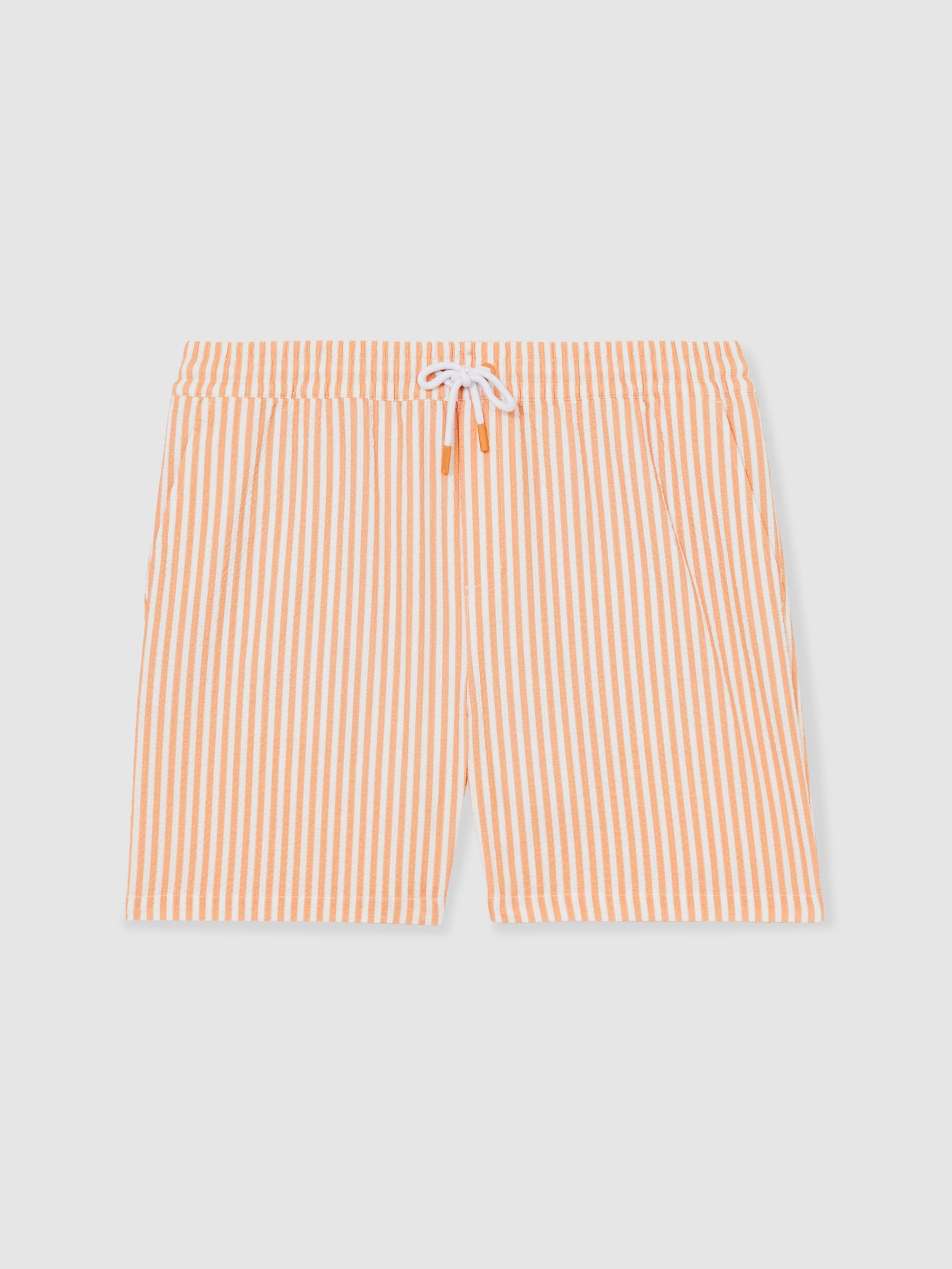 Seersucker Stripe Swim Shorts in Orange/White - Image 2 of 6