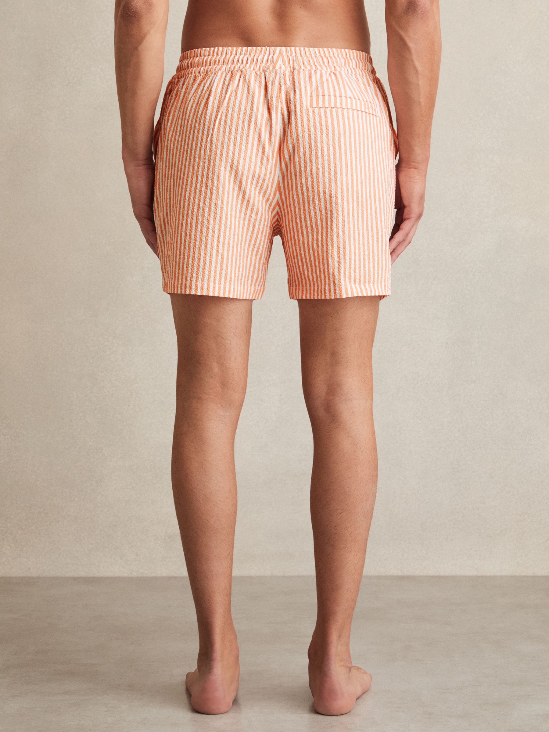 Seersucker Stripe Swim Shorts in Orange/White - Image 5 of 6
