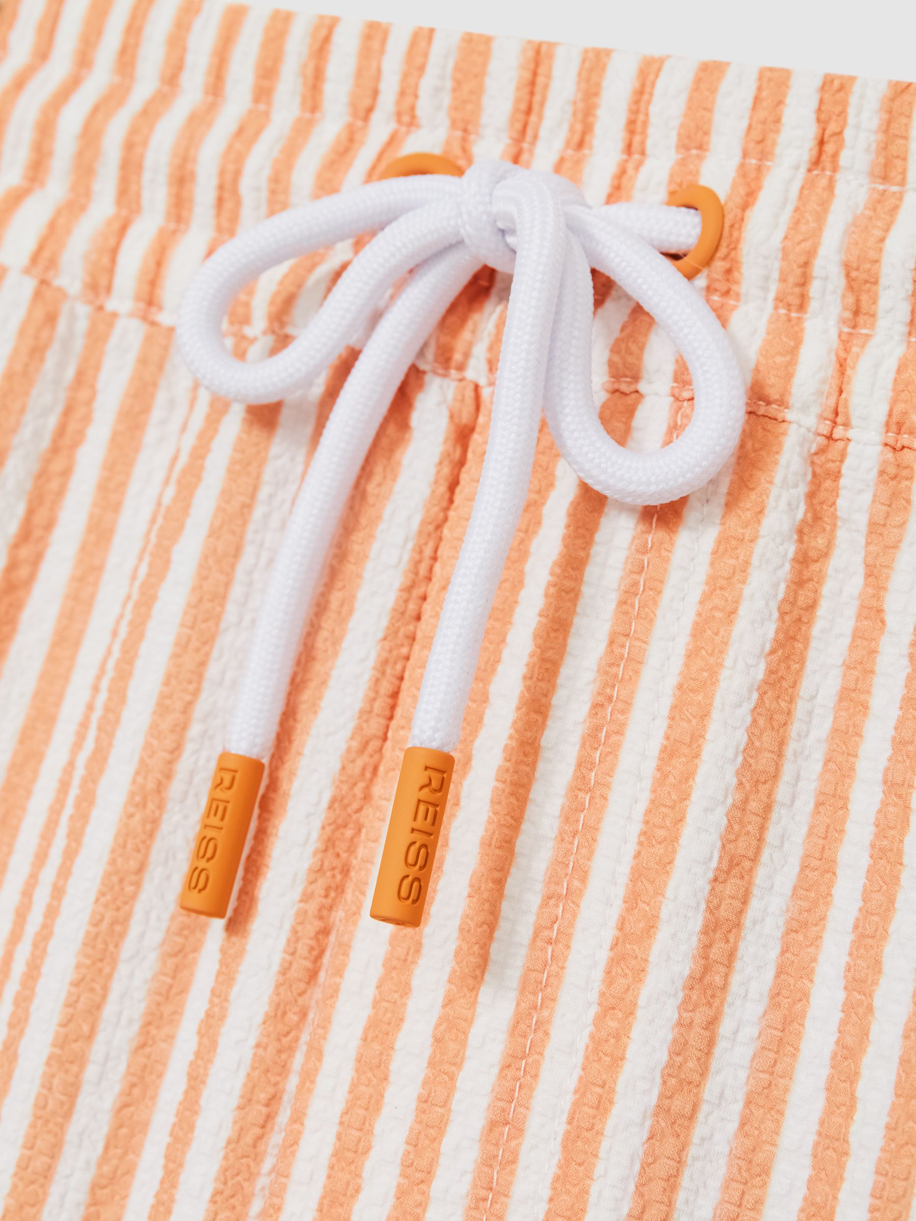 Seersucker Stripe Swim Shorts in Orange/White - Image 6 of 6