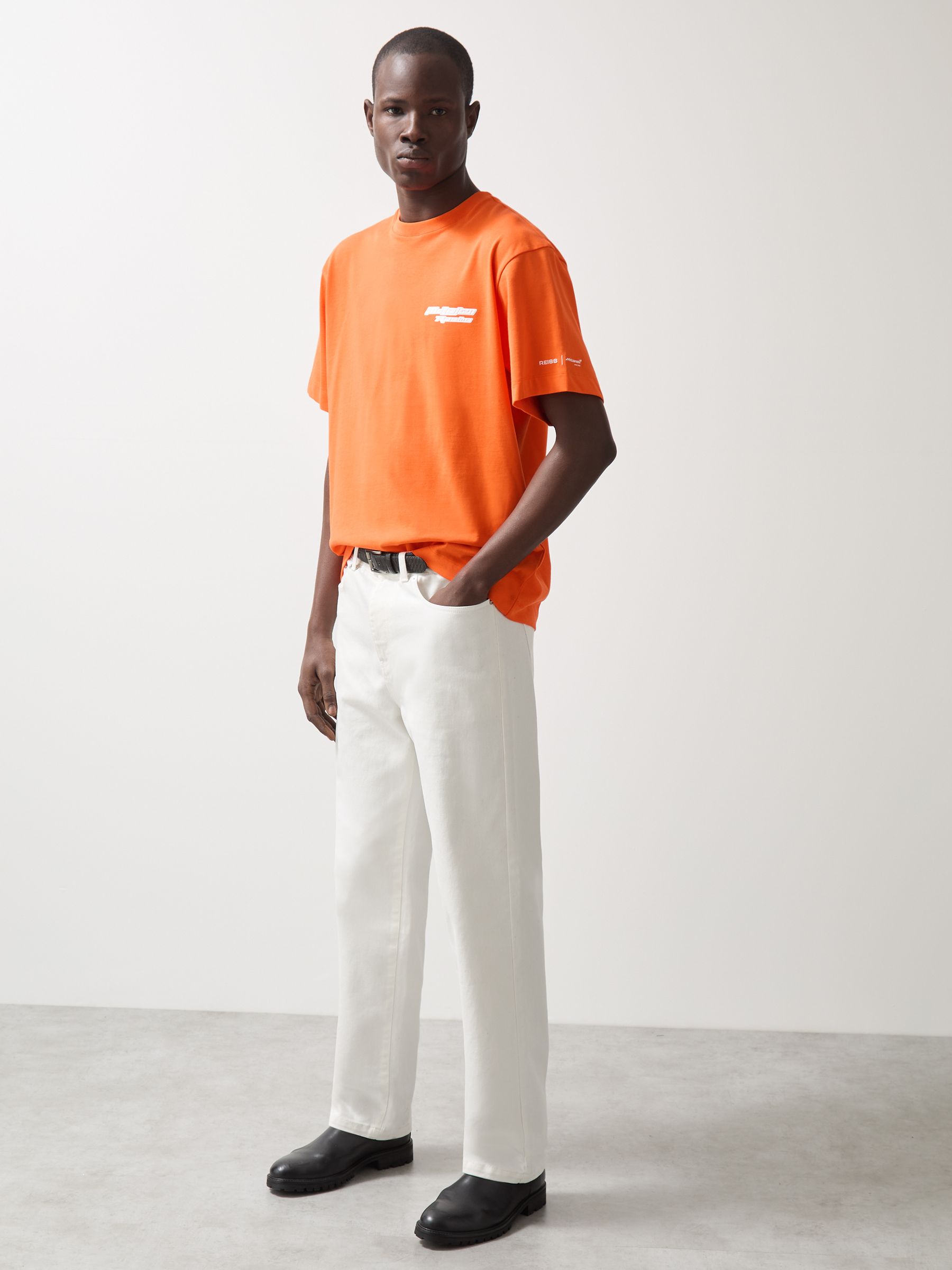 Reiss McLaren F1 Team Oversize Unisex Fit Logo T-Shirt in Papaya