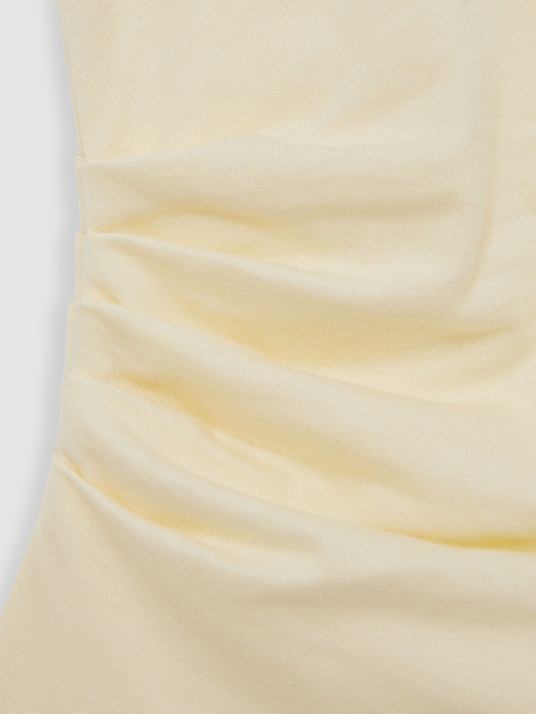 13-14 yrs Cotton-Jersey Cap-Sleeve Ruched Top in Lemon - Image 5 of 5