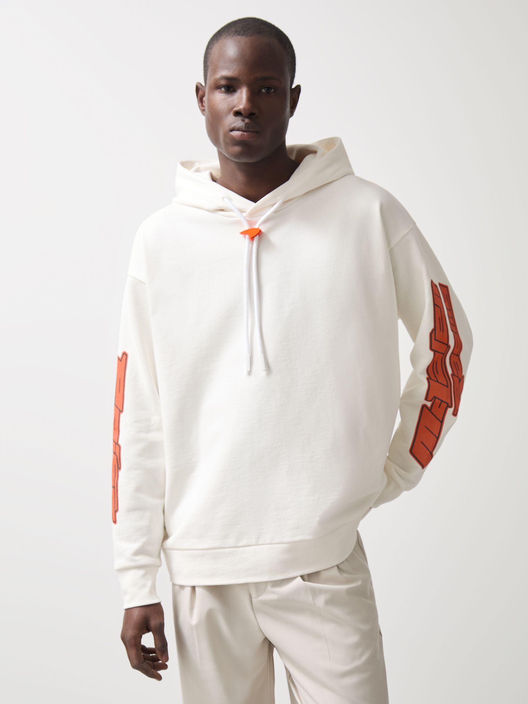 エミヤoff-whiteナイロンパーカー Reiss McLaren F1 Team Oversize Toggle Hoodie Unisex Fit in White