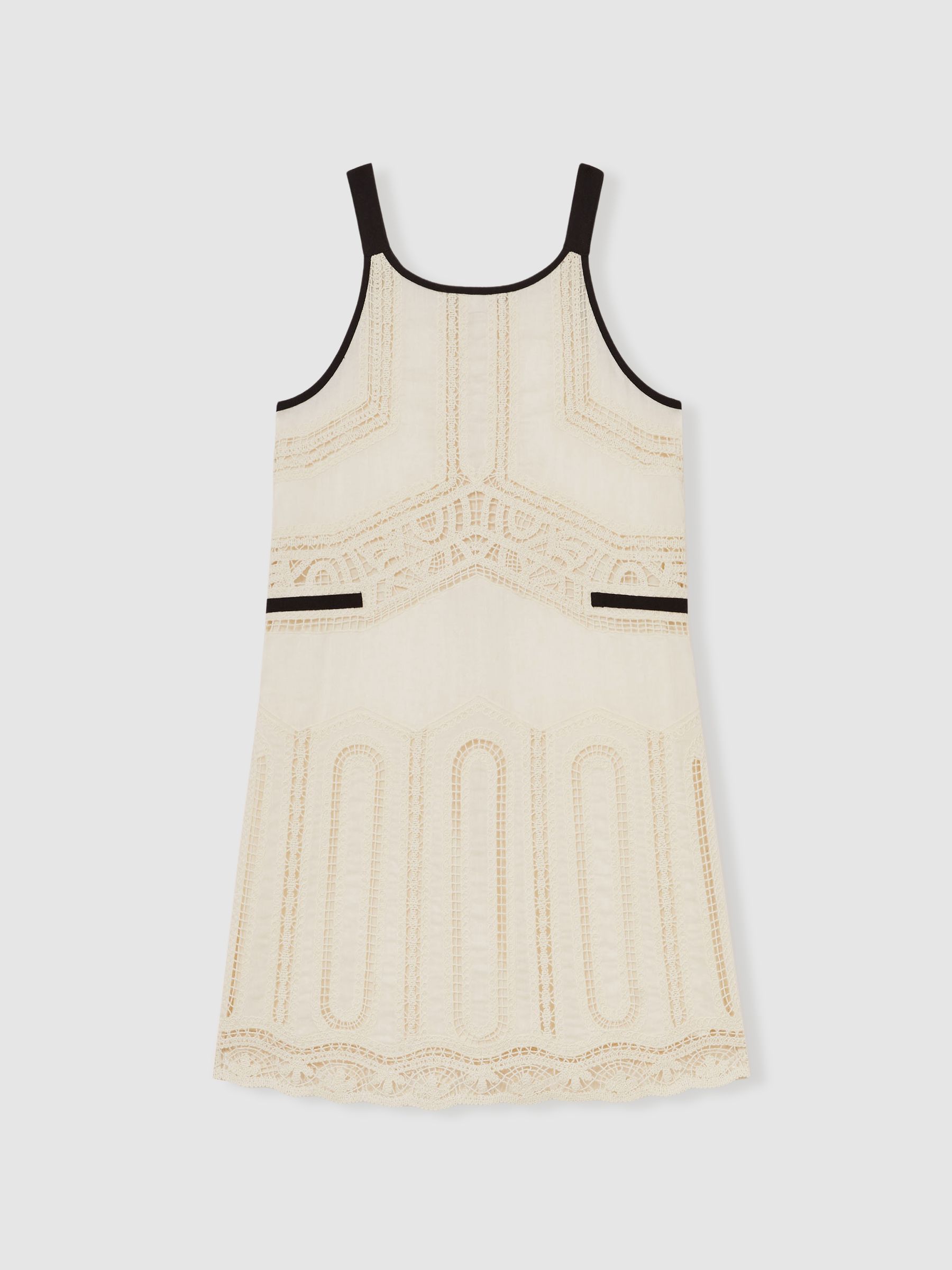 13-14 yrs Cotton Contrast-Trim Lace Dress in Ivory - Image 1 of 5