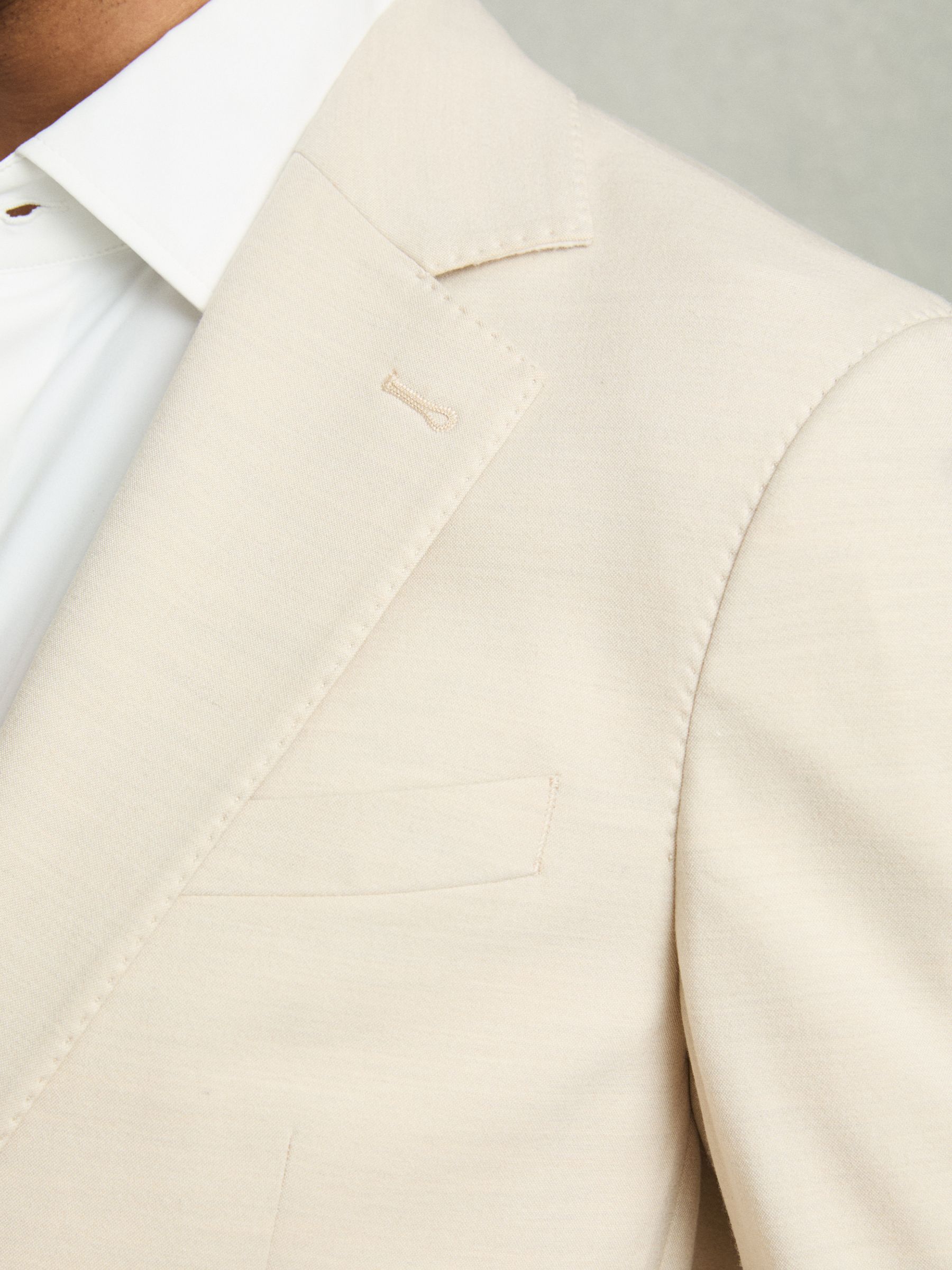 Single-Breasted Stretch Suit Blazer Slim-Fit in Stone - Image 4 of 10