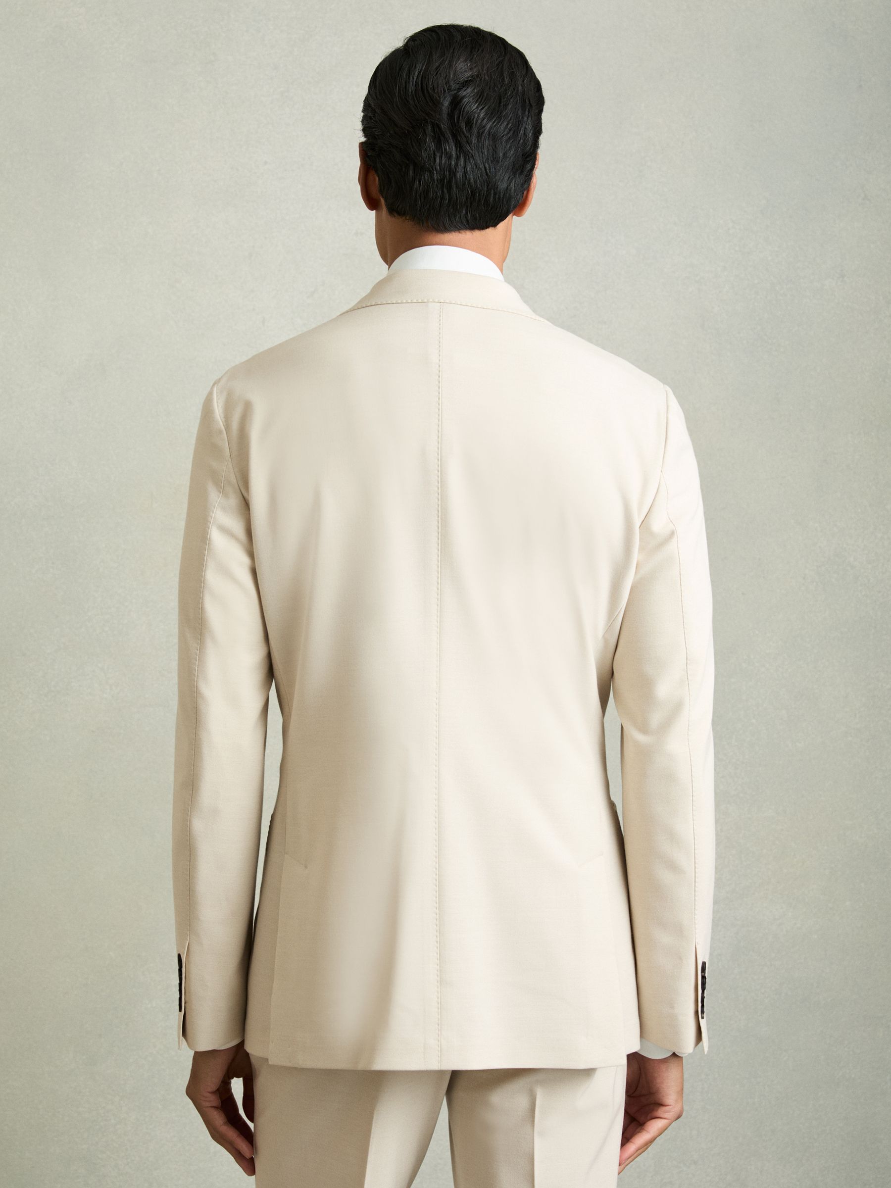Single-Breasted Stretch Suit Blazer Slim-Fit in Stone - Image 8 of 10