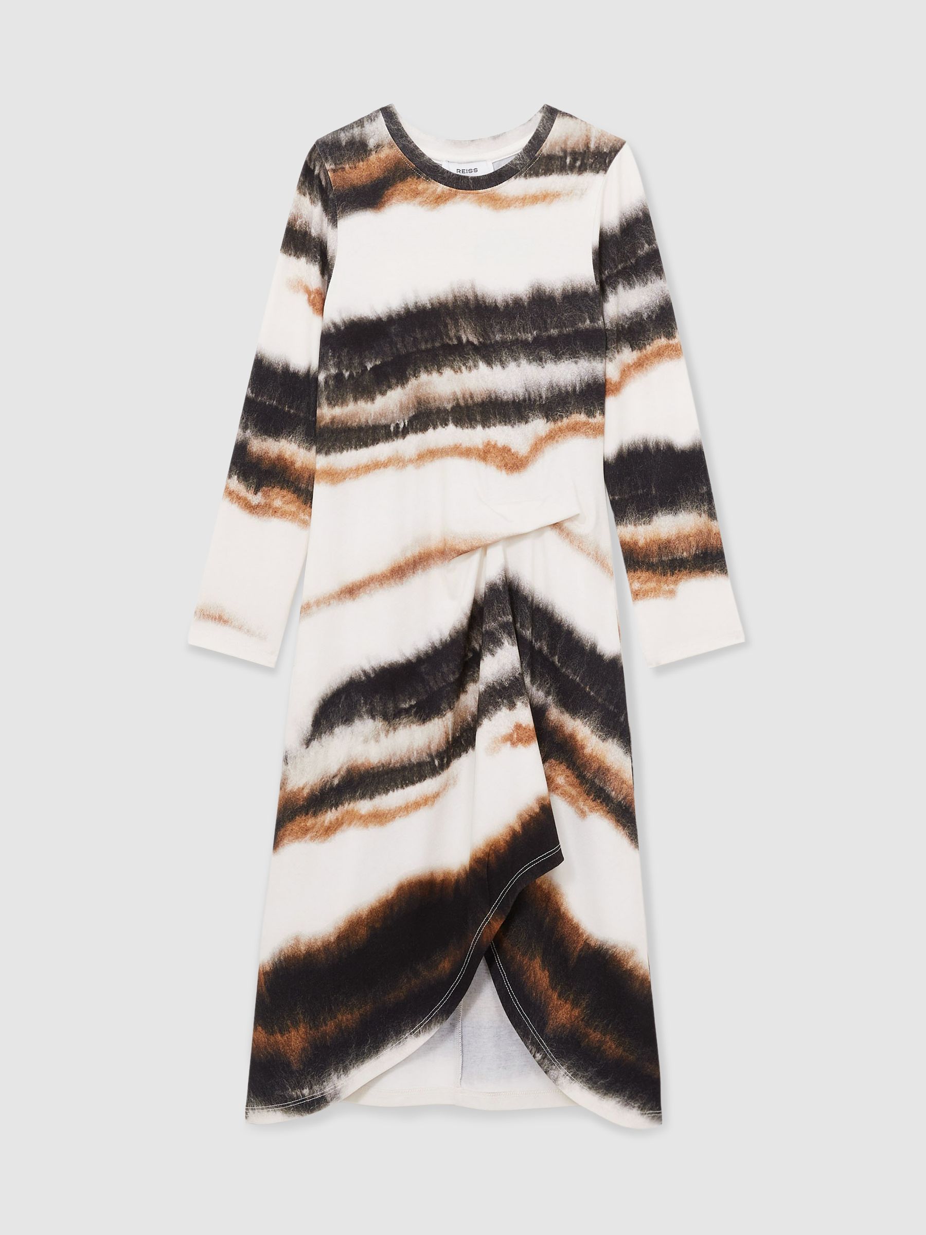 4-9 yrs Printed Jersey Ruched Midi Dress in Ivory Print - Image 2 of 4