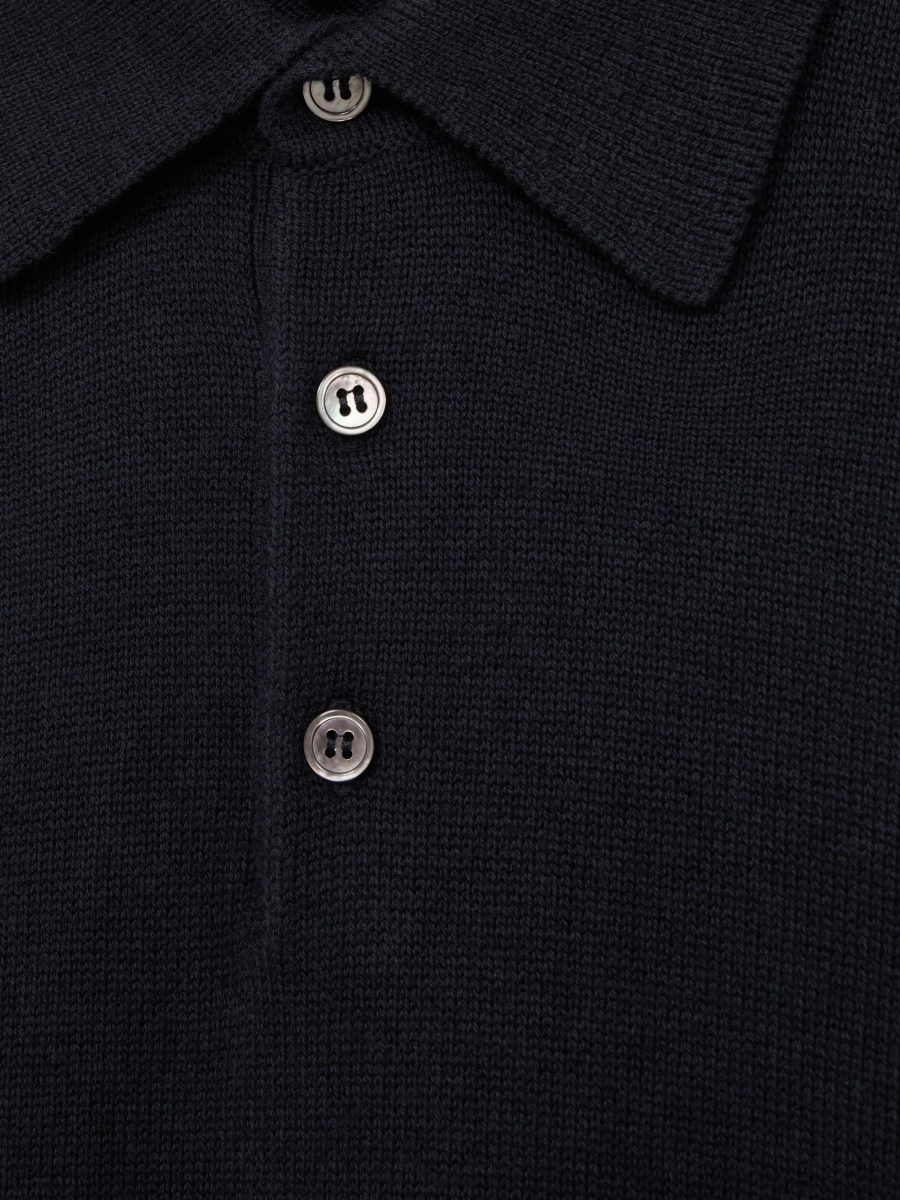 Paige Merino Wool Cotton Polo Jumper in Dark Navy - Image 6 of 6