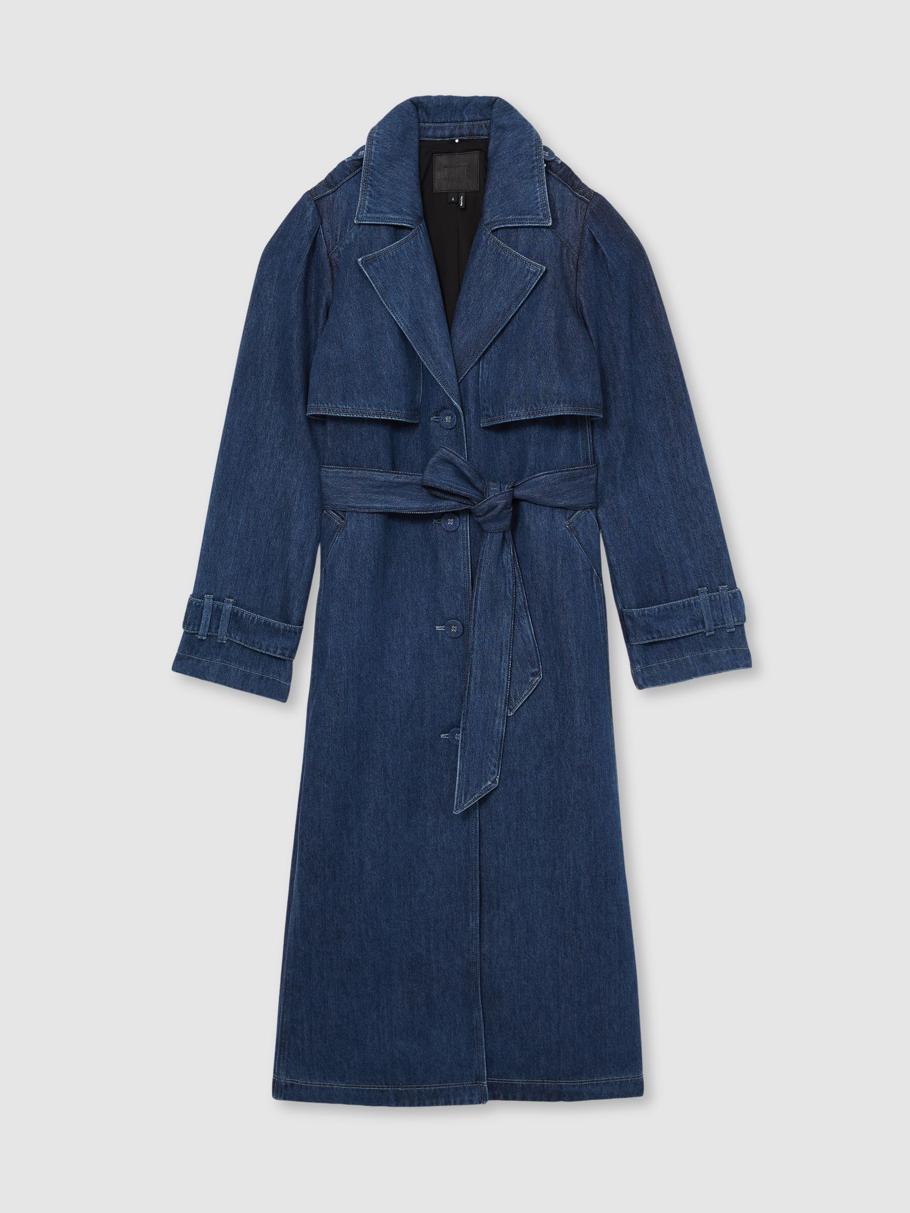 Paige Denim Trench Coat in Blue - Image 2 of 7