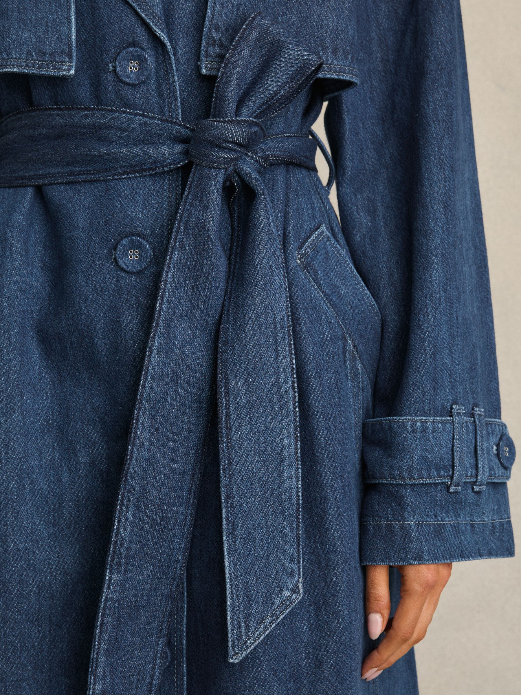 Paige Denim Trench Coat in Blue - Image 3 of 7