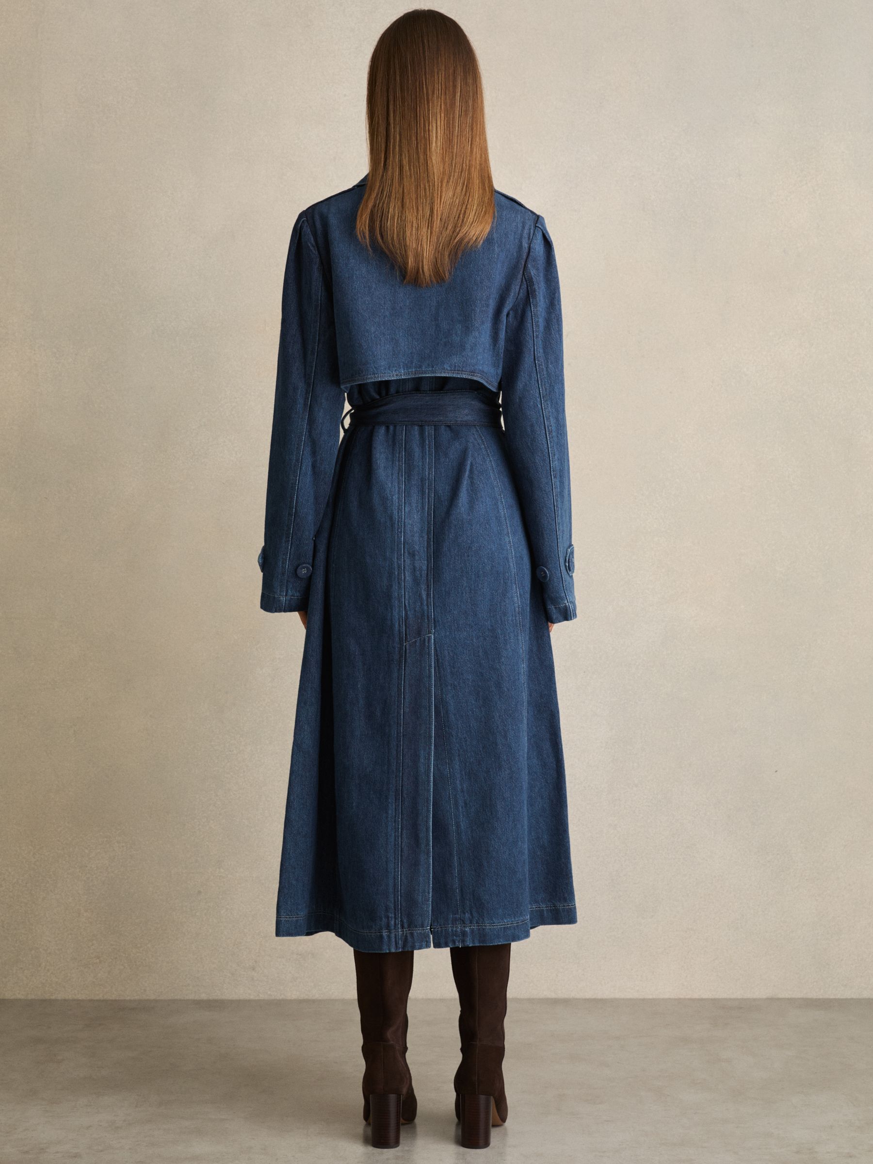 Paige Denim Trench Coat in Blue - Image 4 of 7