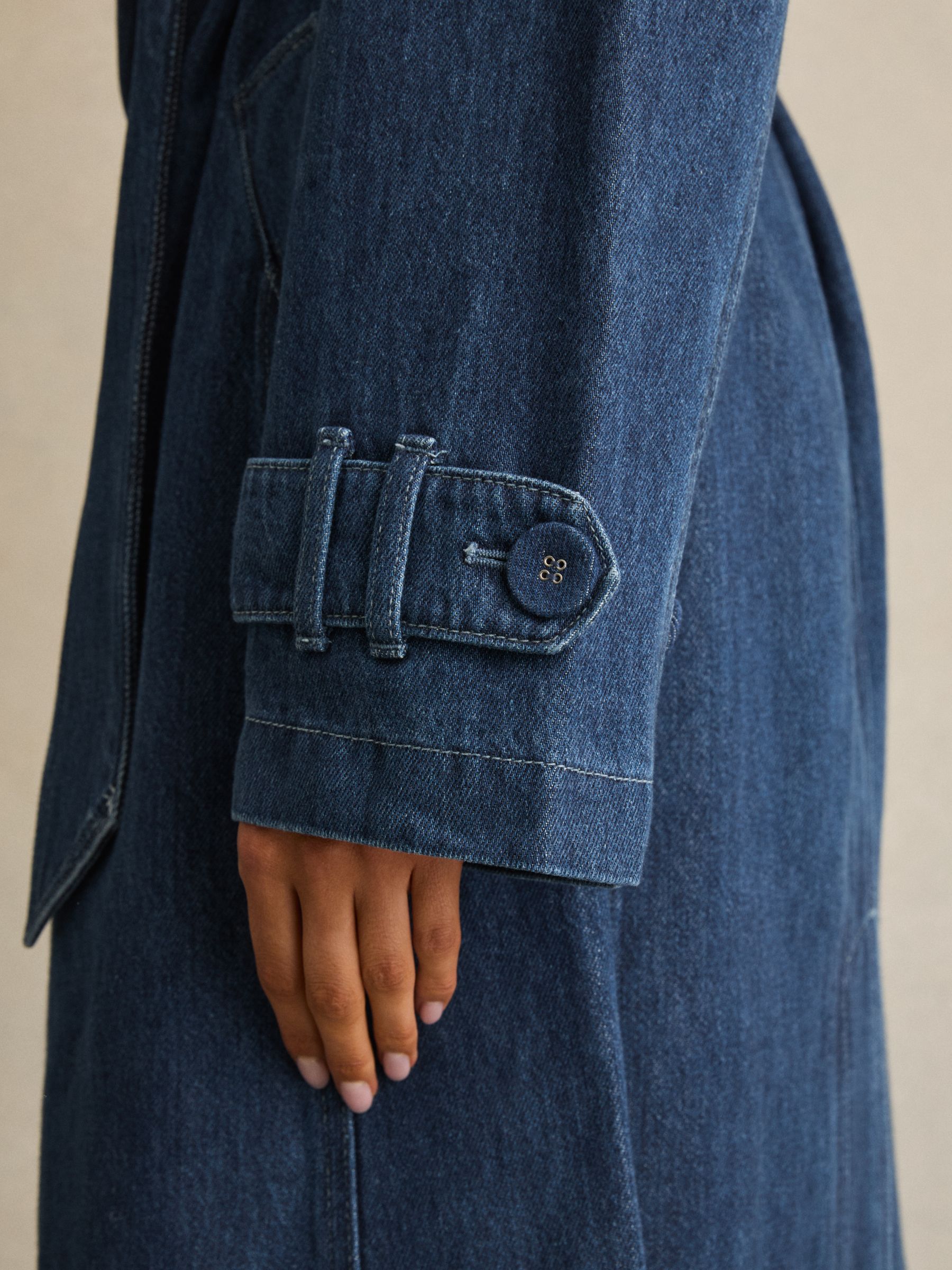 Paige Denim Trench Coat in Blue - Image 6 of 7
