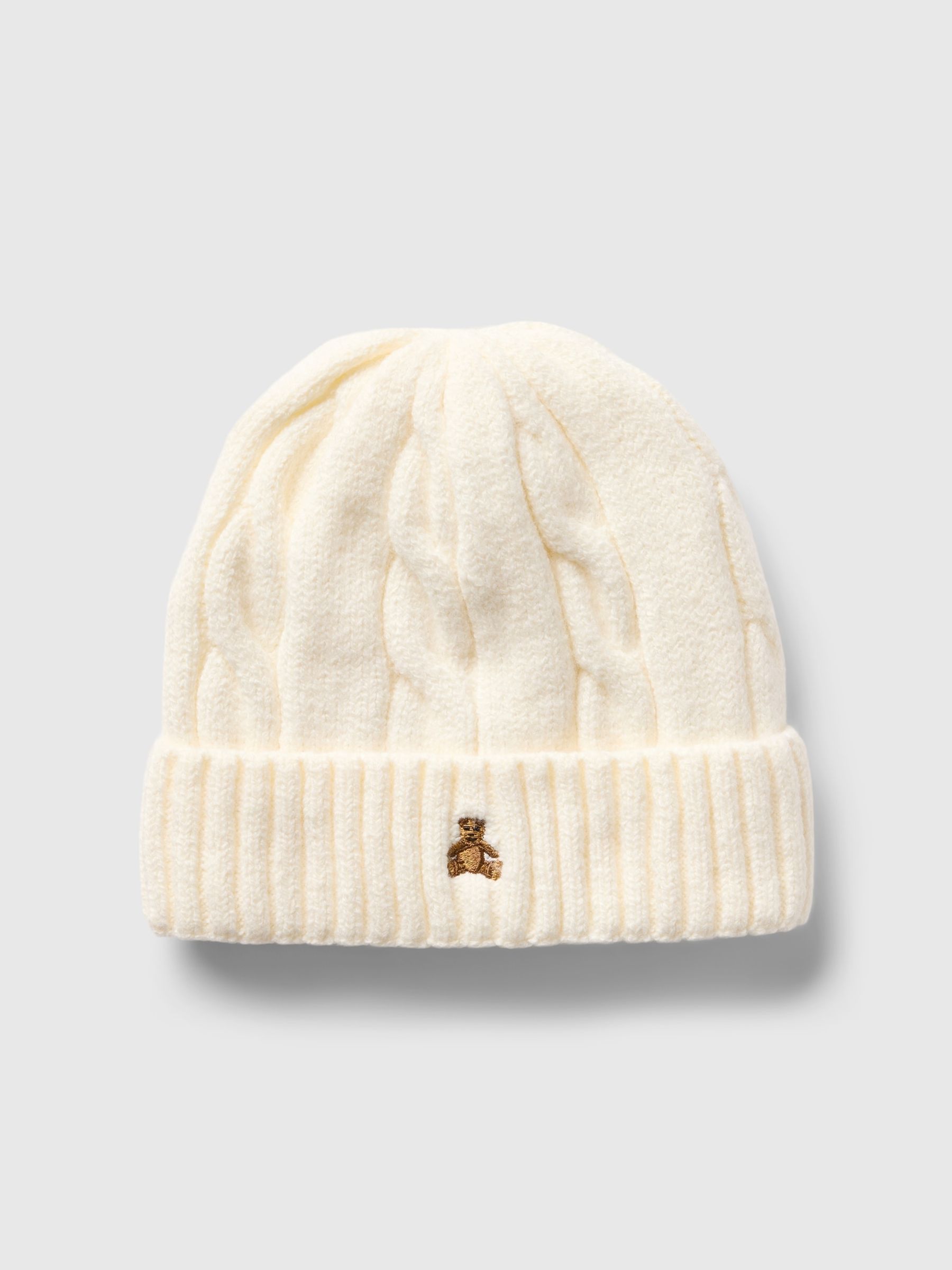 White CashSoft Brannan Bear Cable-Knit Beanie (Newborn-3yrs) - Image 1 of 1