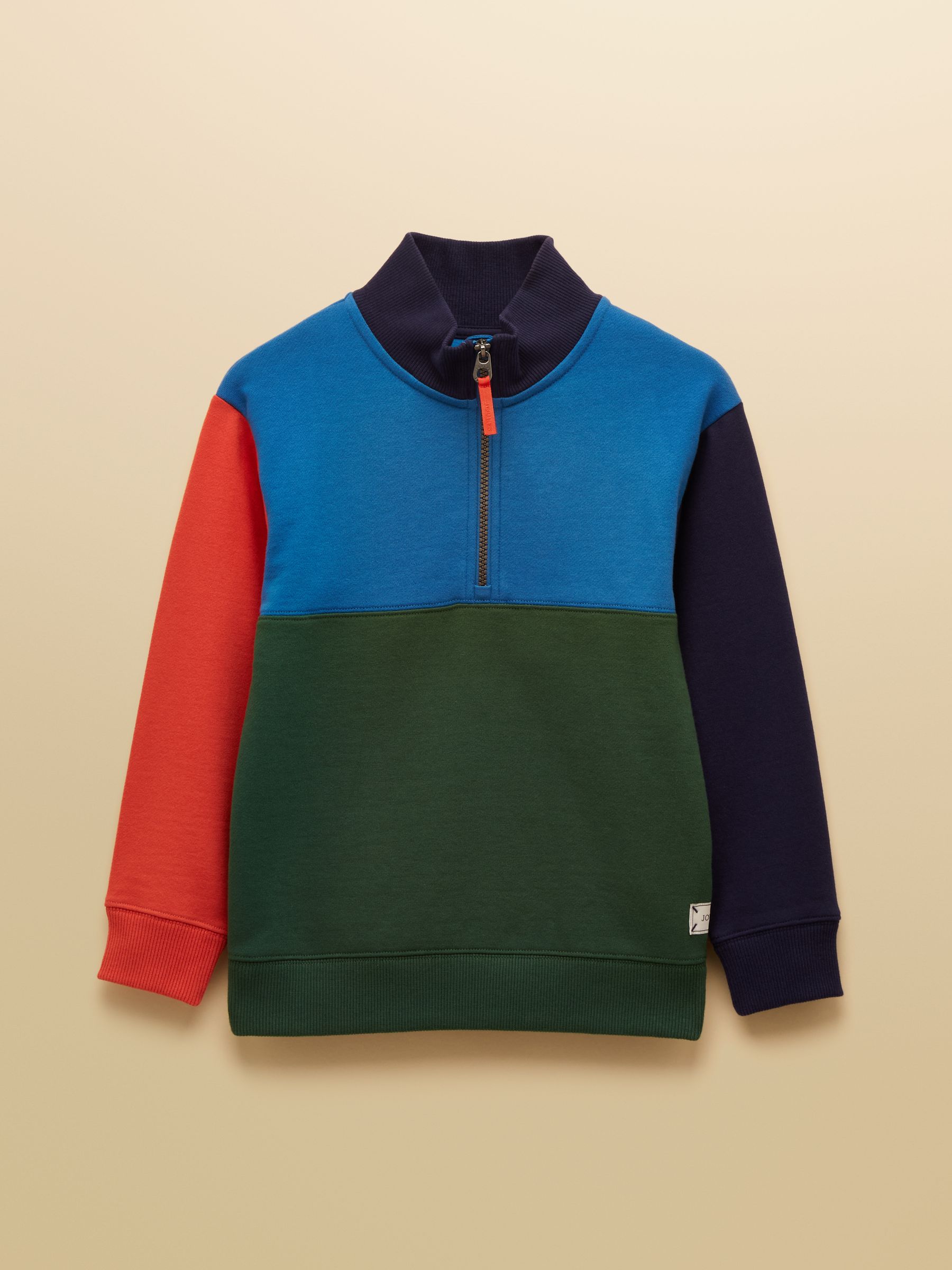Boys' Elliot Multi Colourblock Quarter Zip Sweatshirt - Image 1 of 4