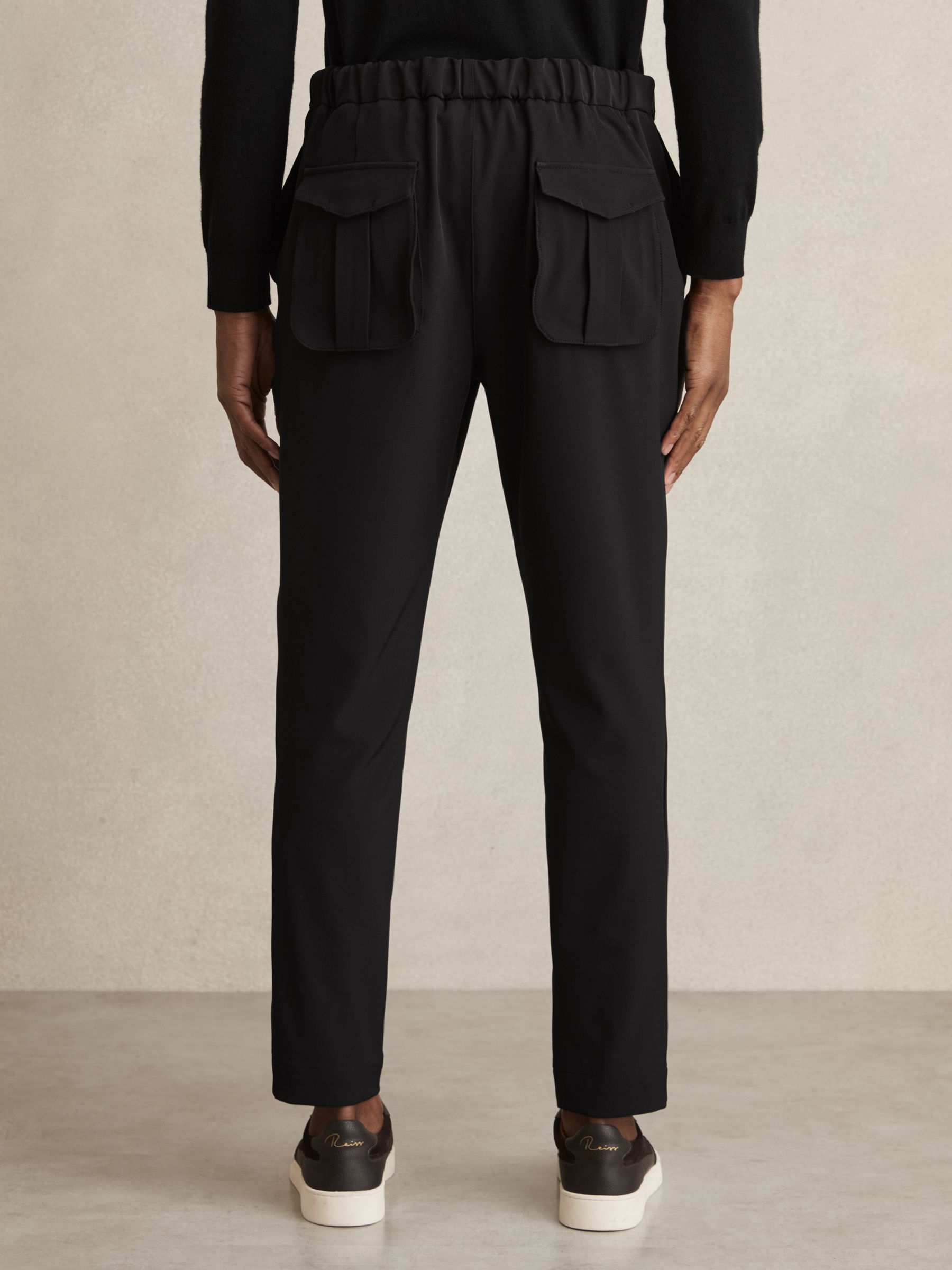 Belted Technical Tapered Trousers in Black - Image 5 of 6
