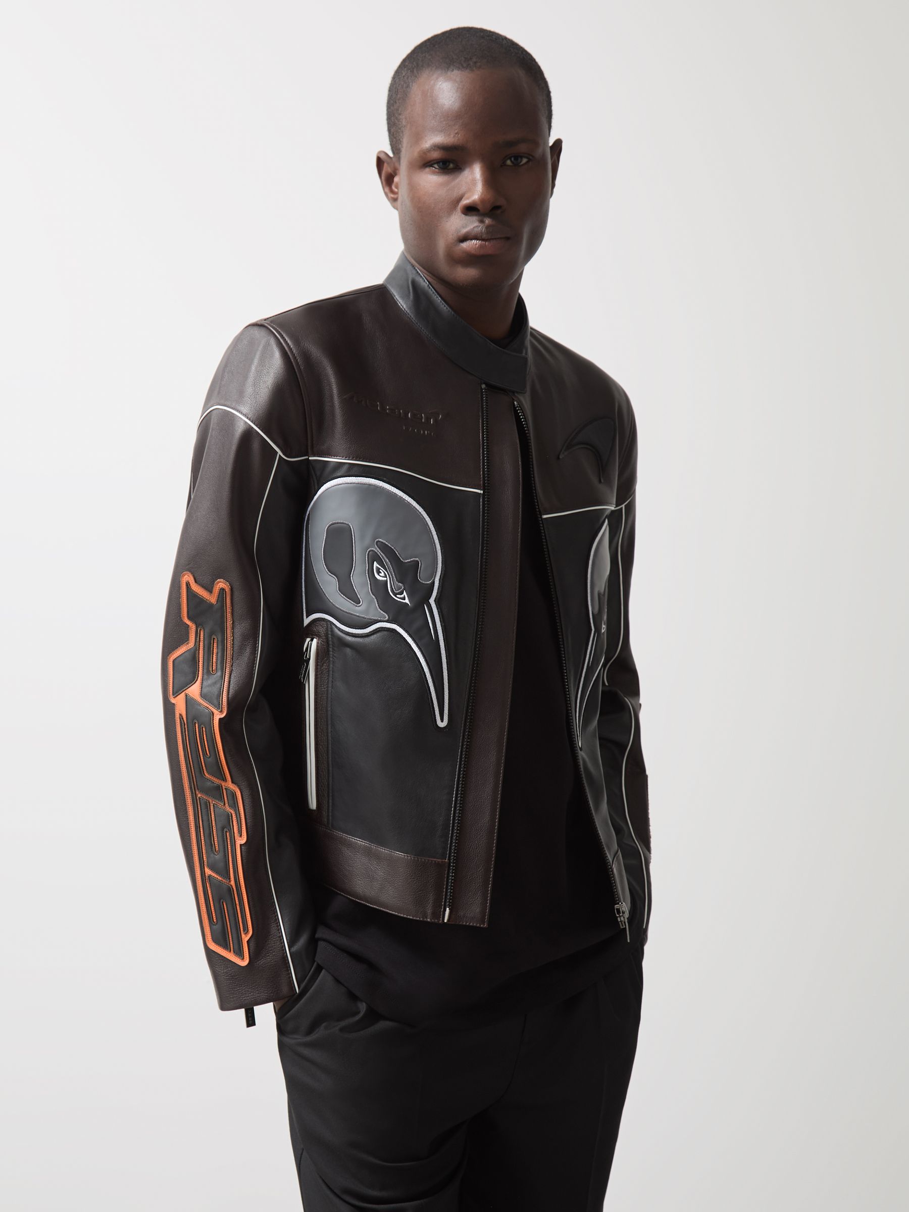 McLaren F1 Team Leather Biker Jacket in Black - Image 3 of 9