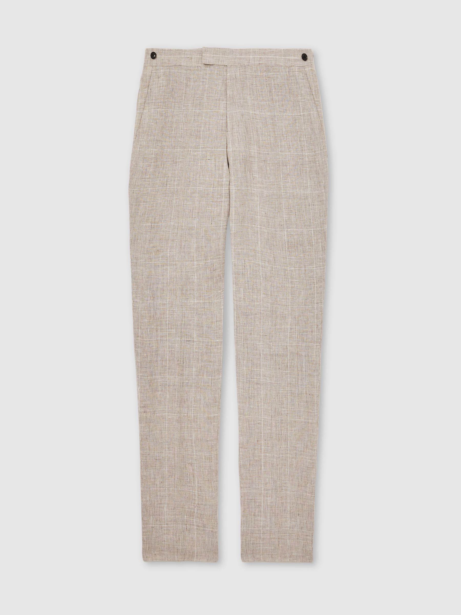 Linen Check Slim-Fit Suit Trousers in Oatmeal - Image 2 of 7