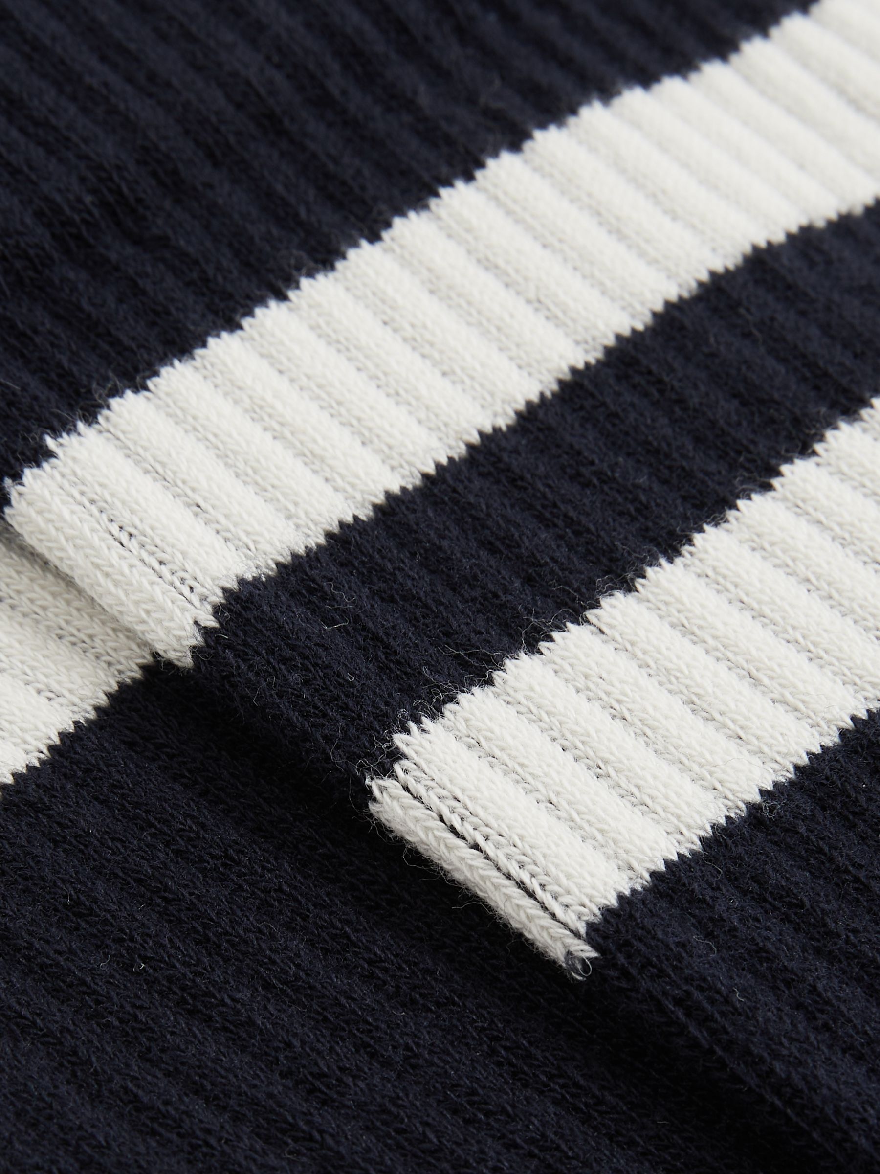 Cotton-Blend Double-Stripe Socks in Navy/Ecru - image 2
