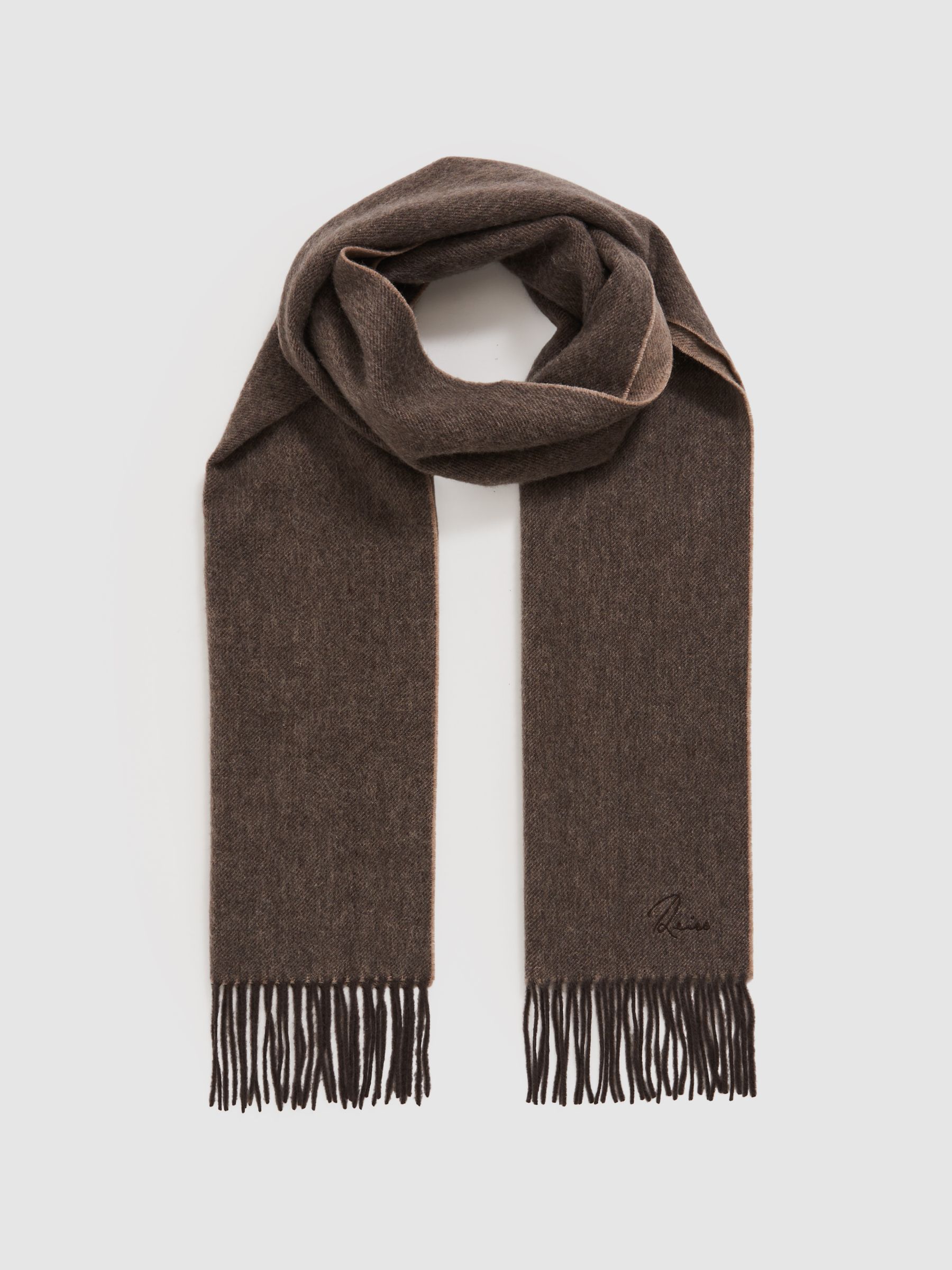 Wool and Cashmere Scarf in Taupe - Image 3 of 5