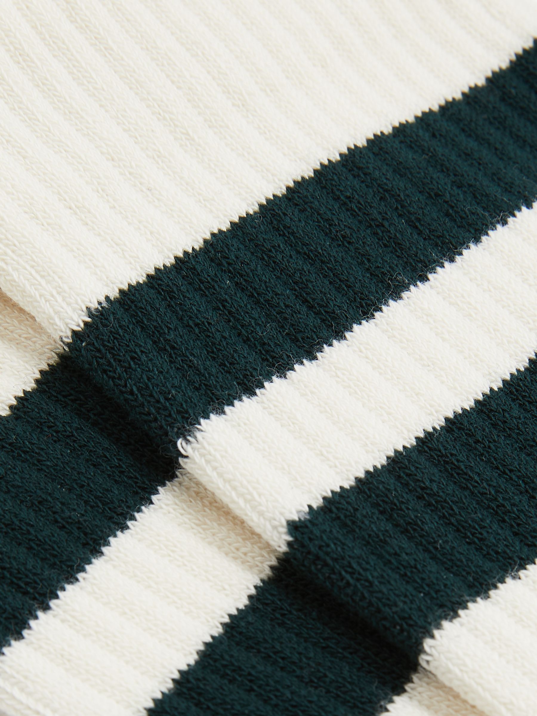 Cotton-Blend Double-Stripe Socks in Forest Green/Ecru - image 2