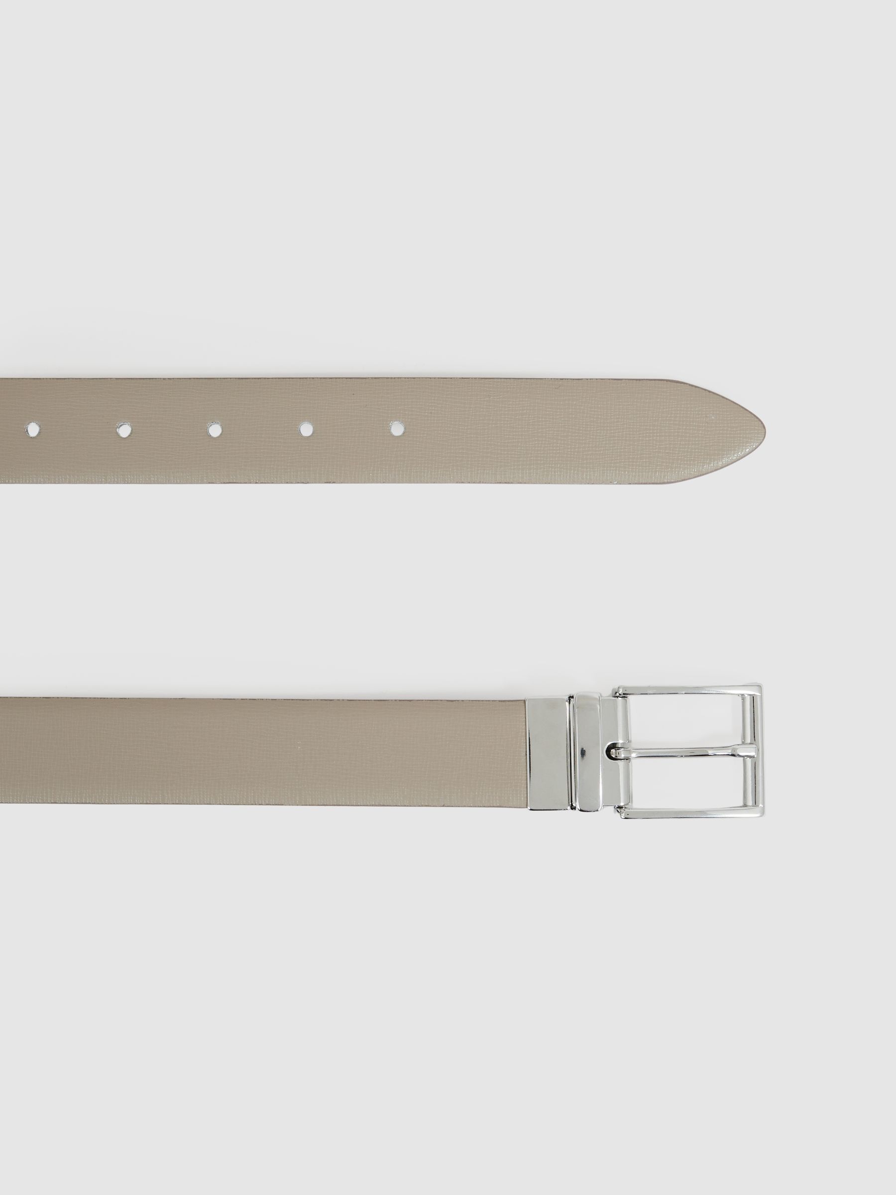 Leather Reversible Belt in Stone/Dark Brown - image 4