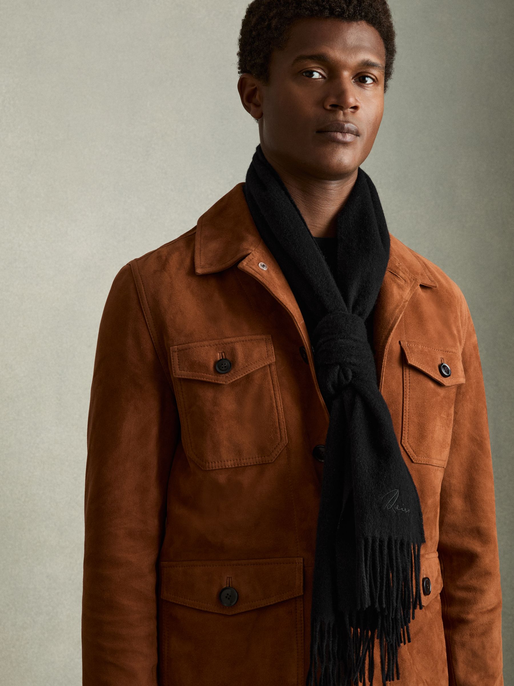 Wool and Cashmere Scarf in Black - Image 2 of 5