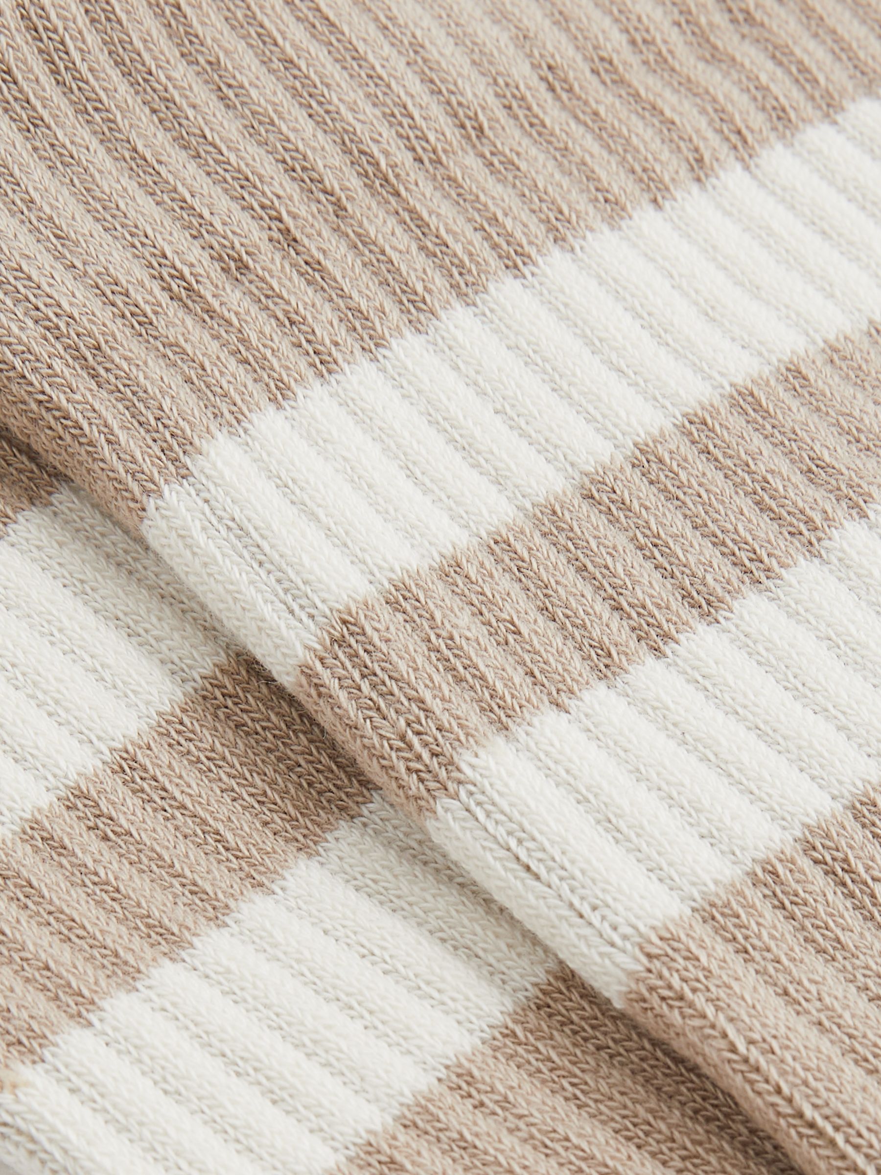 Cotton-Blend Double-Stripe Socks in Taupe/Ecru - image 2