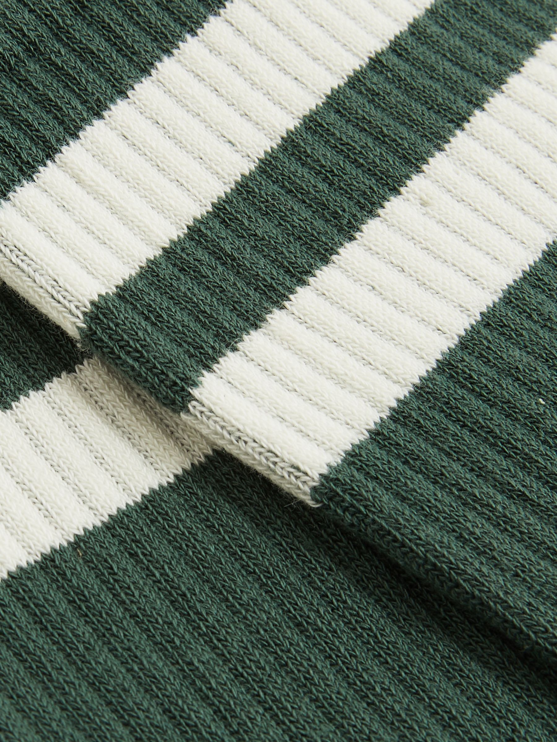 Cotton-Blend Double-Stripe Socks in Pine Green/Ecru - image 2