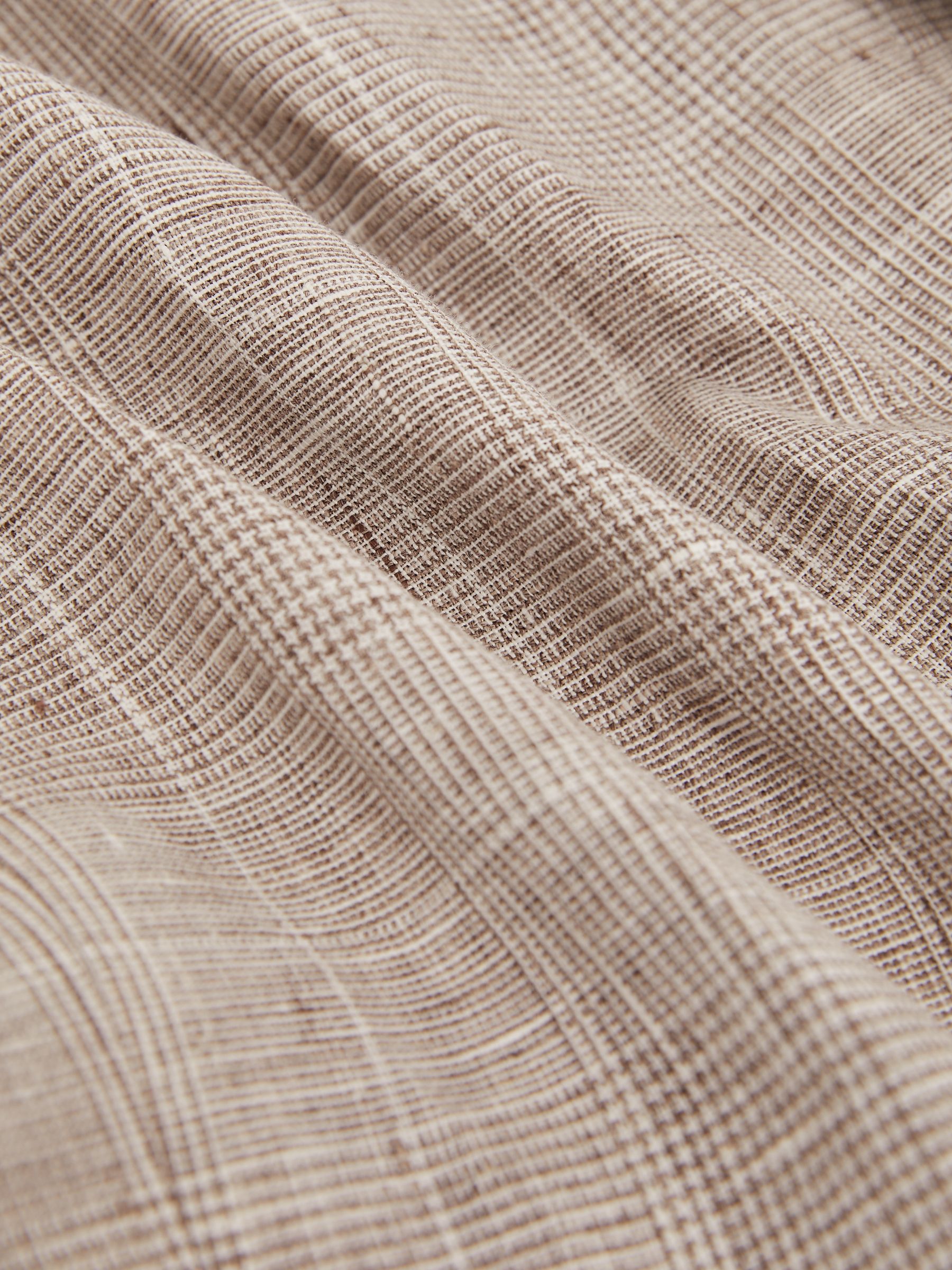 Slim-Fit Linen Single-Breasted Check Suit Blazer in Oatmeal - Image 7 of 9