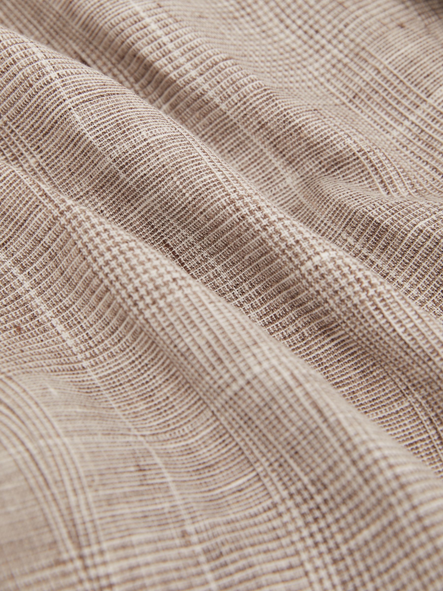 Slim-Fit Linen Single-Breasted Check Suit Blazer in Oatmeal - Image 9 of 9