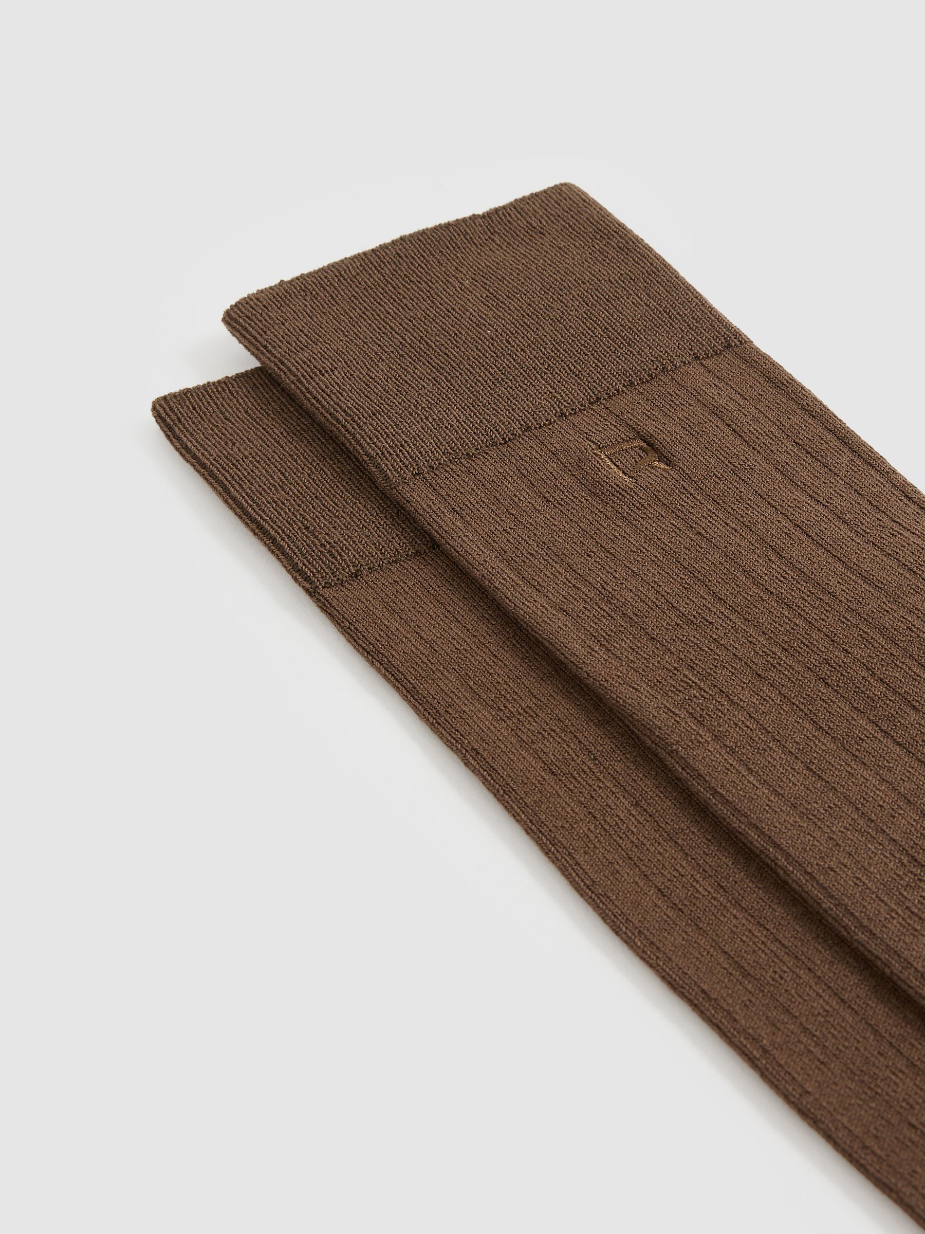 Cotton-Blend Logo-Embroidered Socks in Brown - Image 2 of 3
