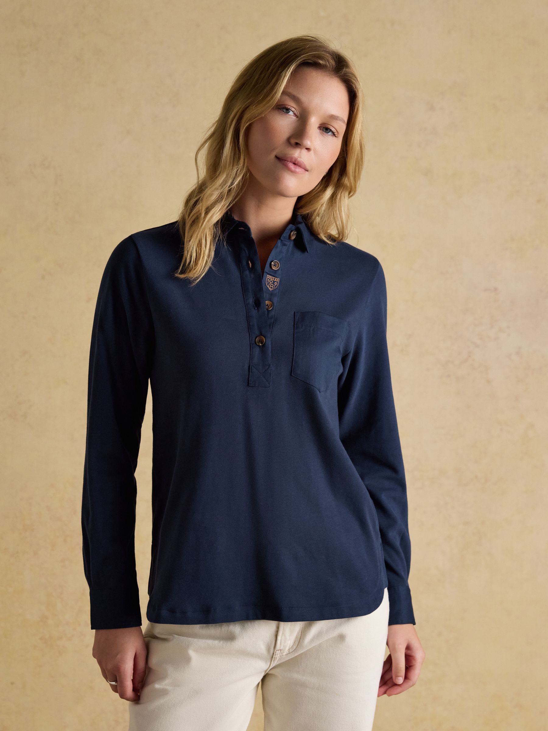 Delaney Navy Long Sleeve Jersey Deckshirt - Image 1 of 7