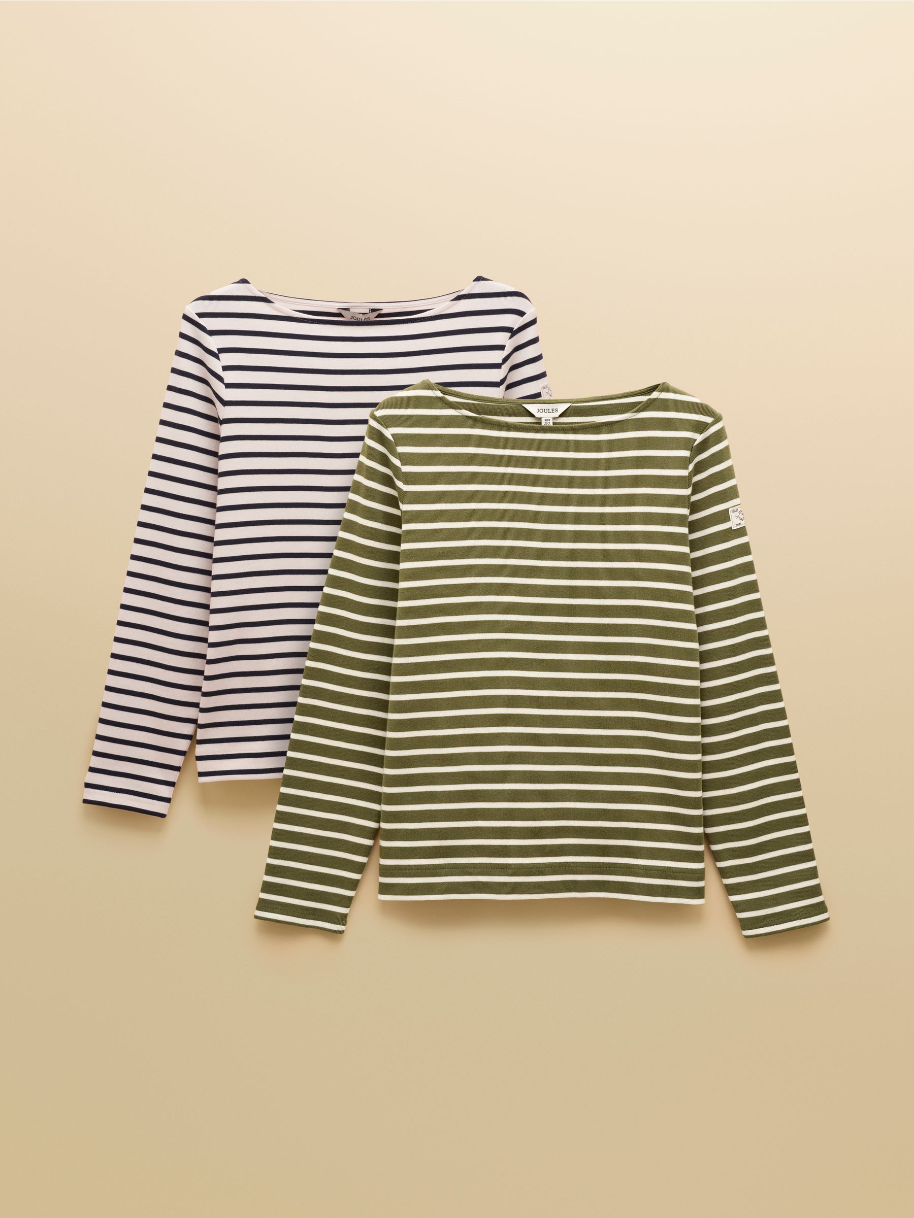 Harbour Multi 2 Pack Navy/Green Boat Neck Breton Tops - Image 1 of 7 Harbour Multi 2 Pack Navy/Green Boat Neck Breton Tops - Image 1 of 7
