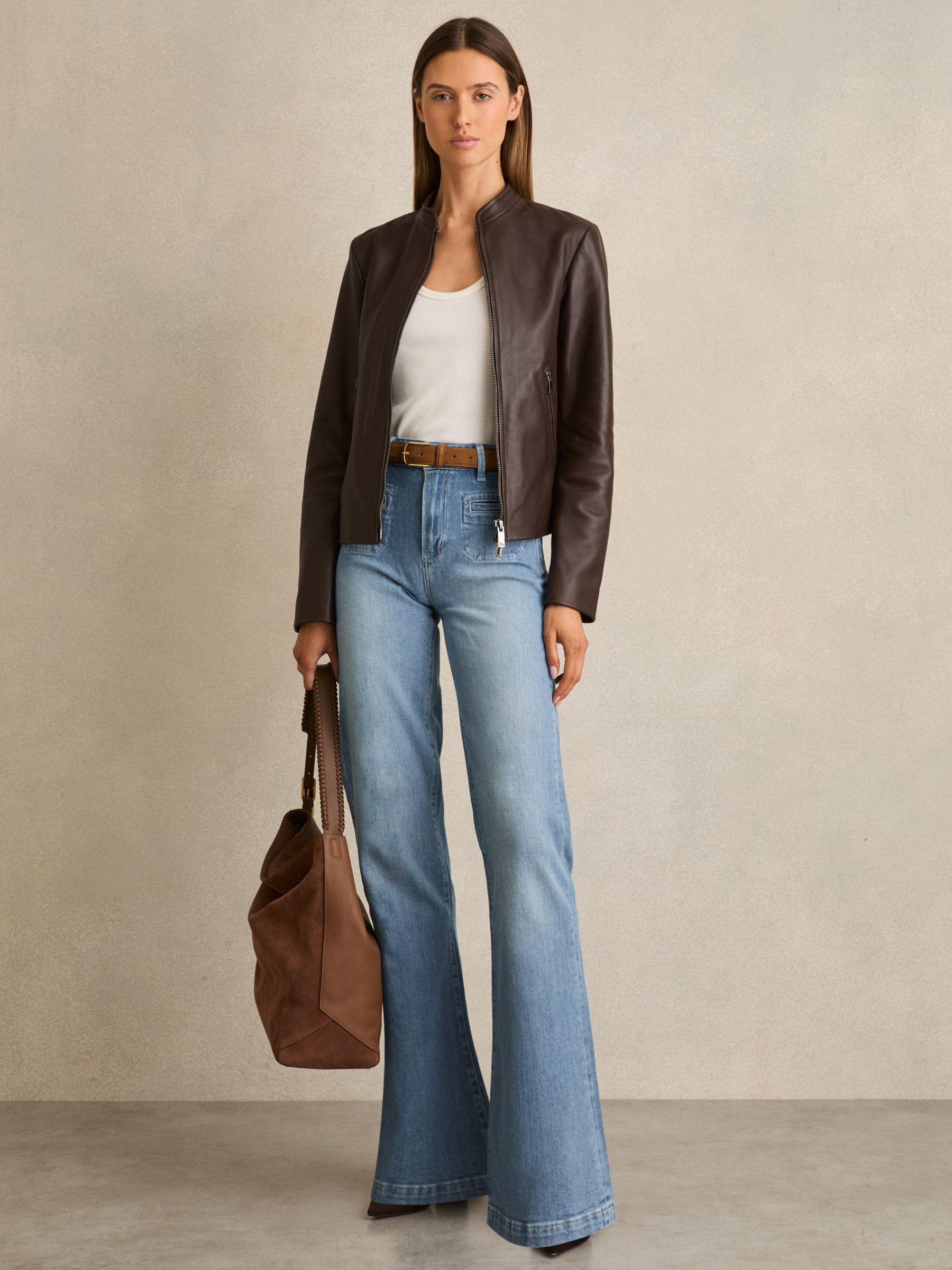 Paige Wide-Leg Patch-Pocket Jeans in Adley Blue - Image 1 of 7